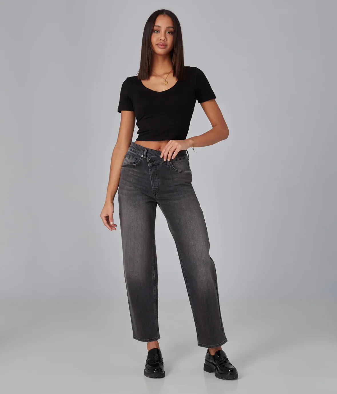 Baker High Rise Crossover Jean - Iron Ash