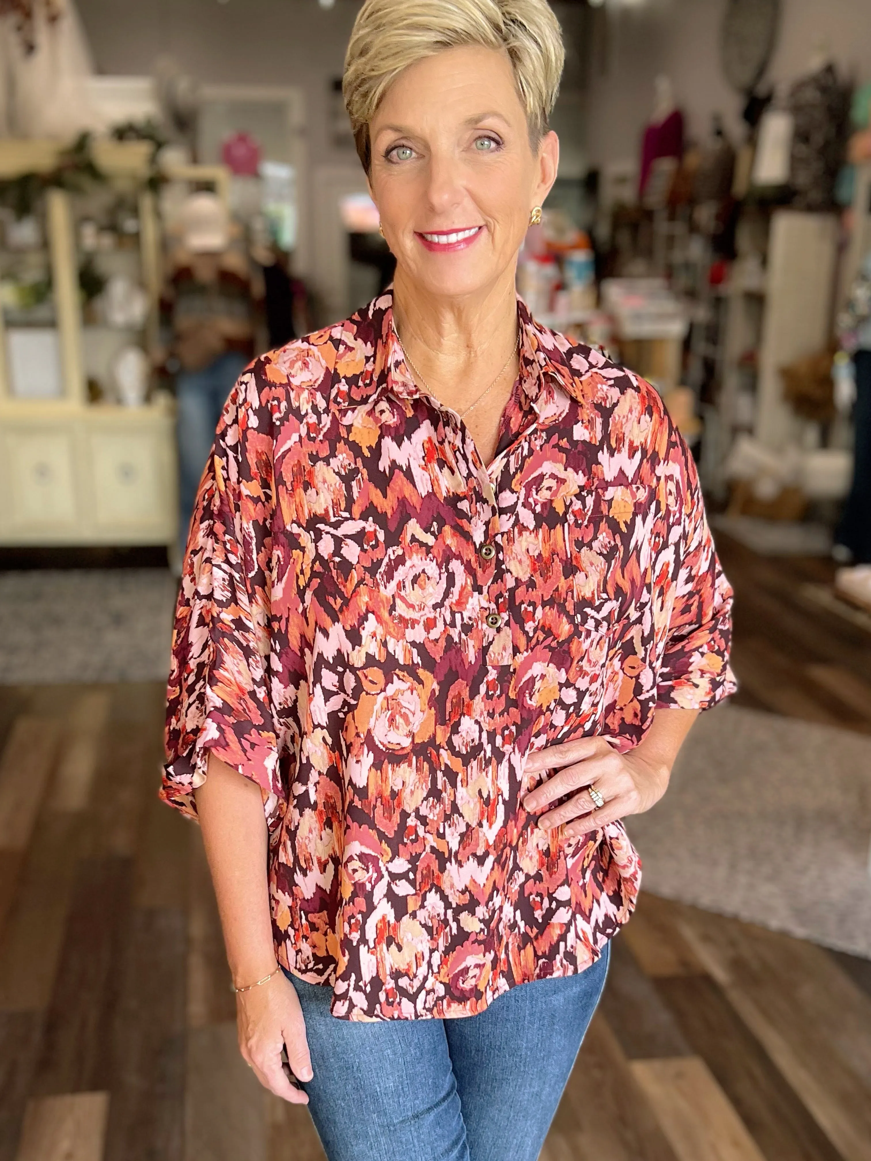 Belong To Each Other Watercolor Floral Print Top in Regular and Curvy
