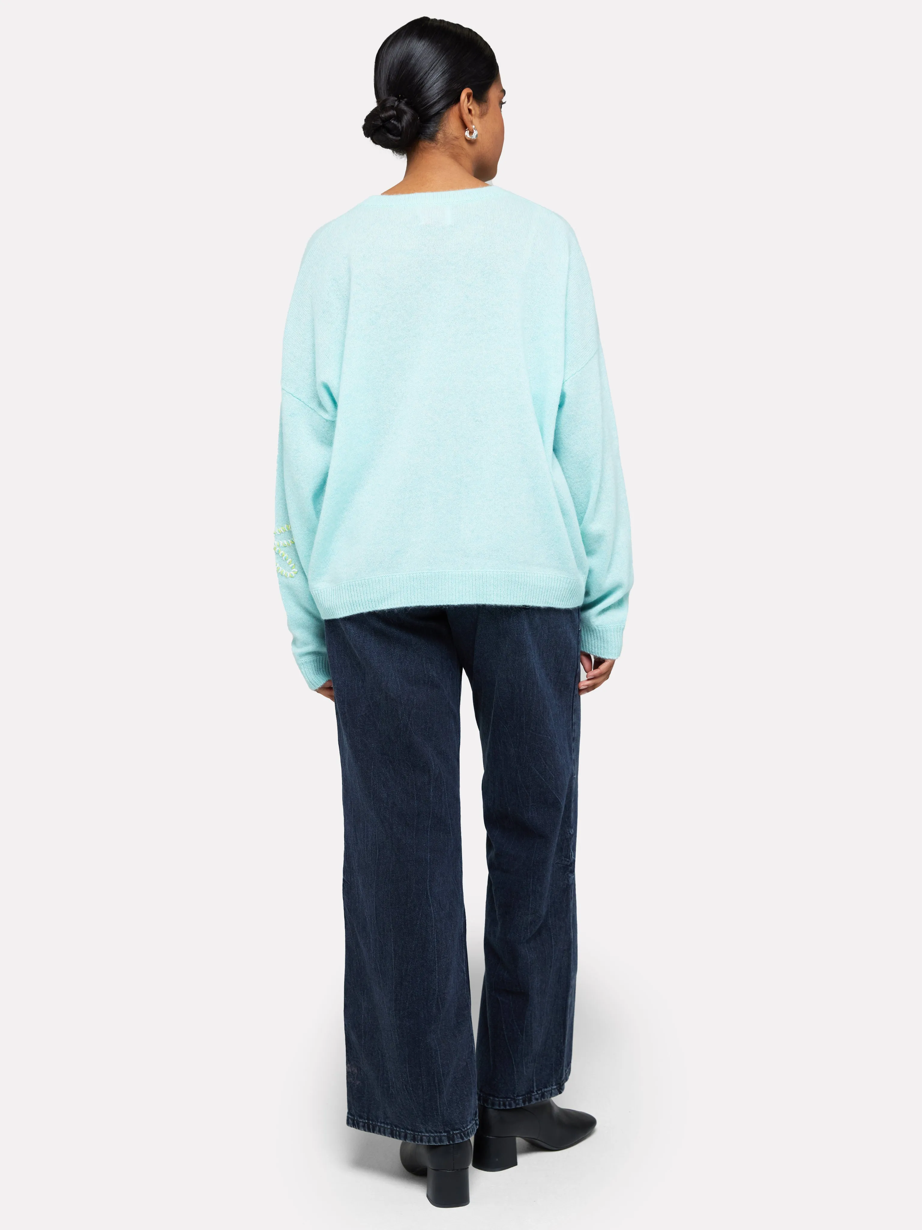 Brodie Cashmere Embroidered Flower Sweater