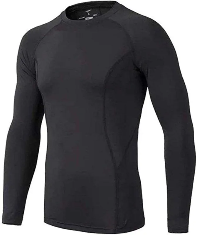 BUYKUD Kids' Boys Long Sleeve Base Layer Compression Underwear Athletic Shirt Tights Top & Bottom Set