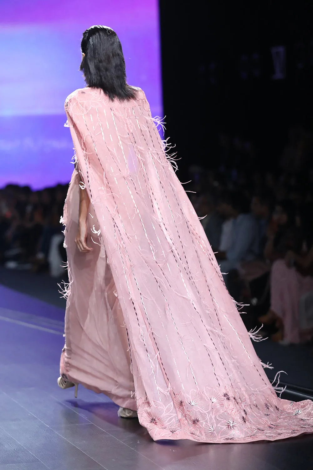Cape Gown Light Pink Embroidered