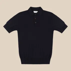 Cashmere silk tennis polo in navy