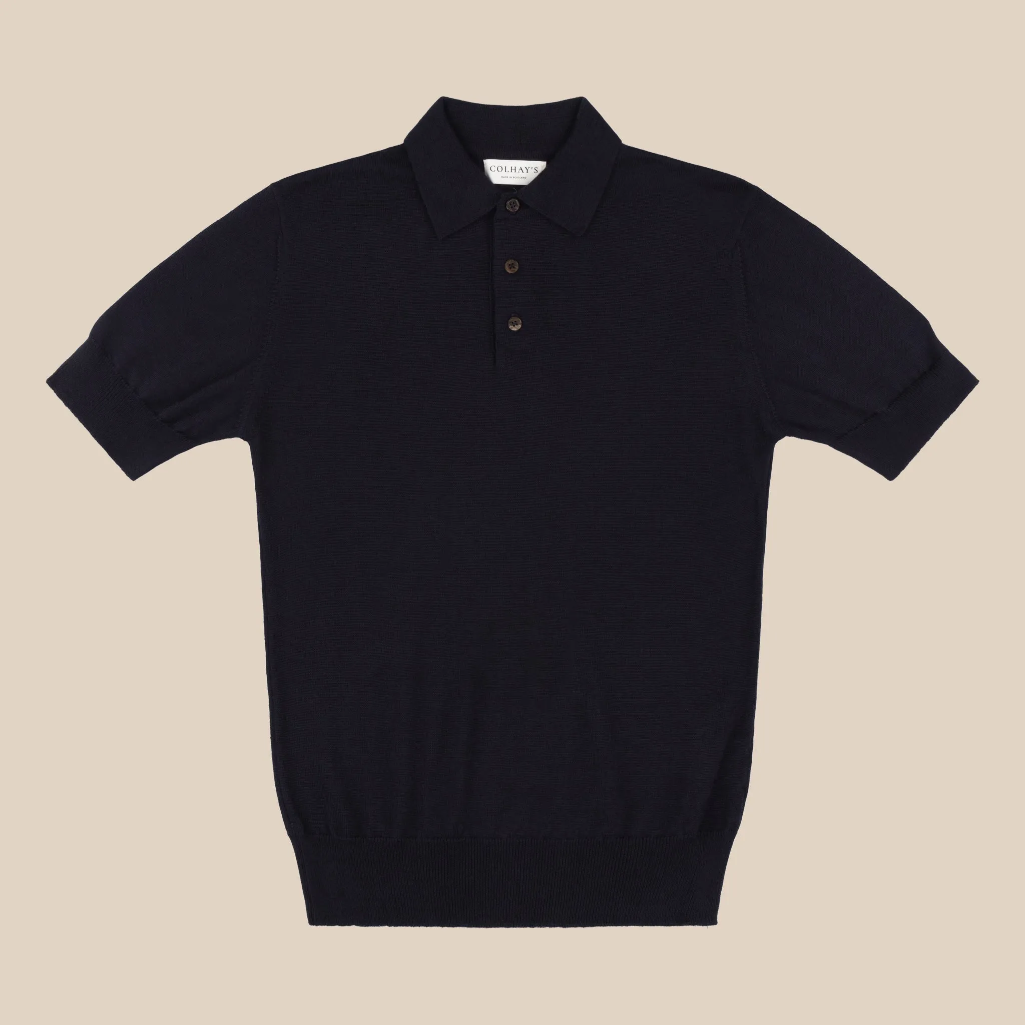 Cashmere silk tennis polo in navy