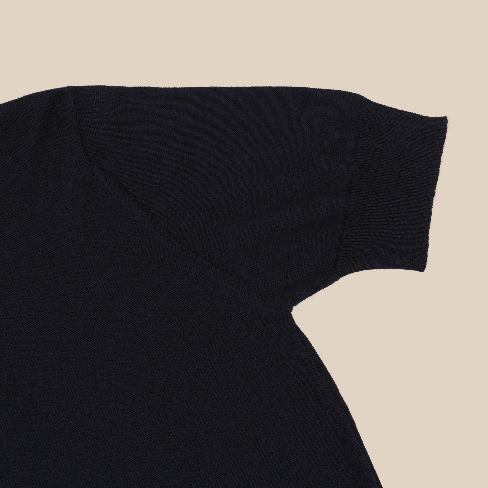 Cashmere silk tennis polo in navy