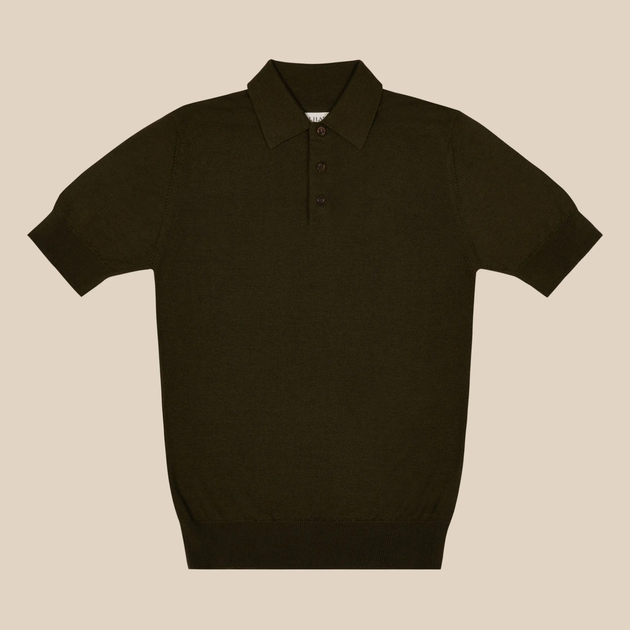 Cashmere silk tennis polo in olive