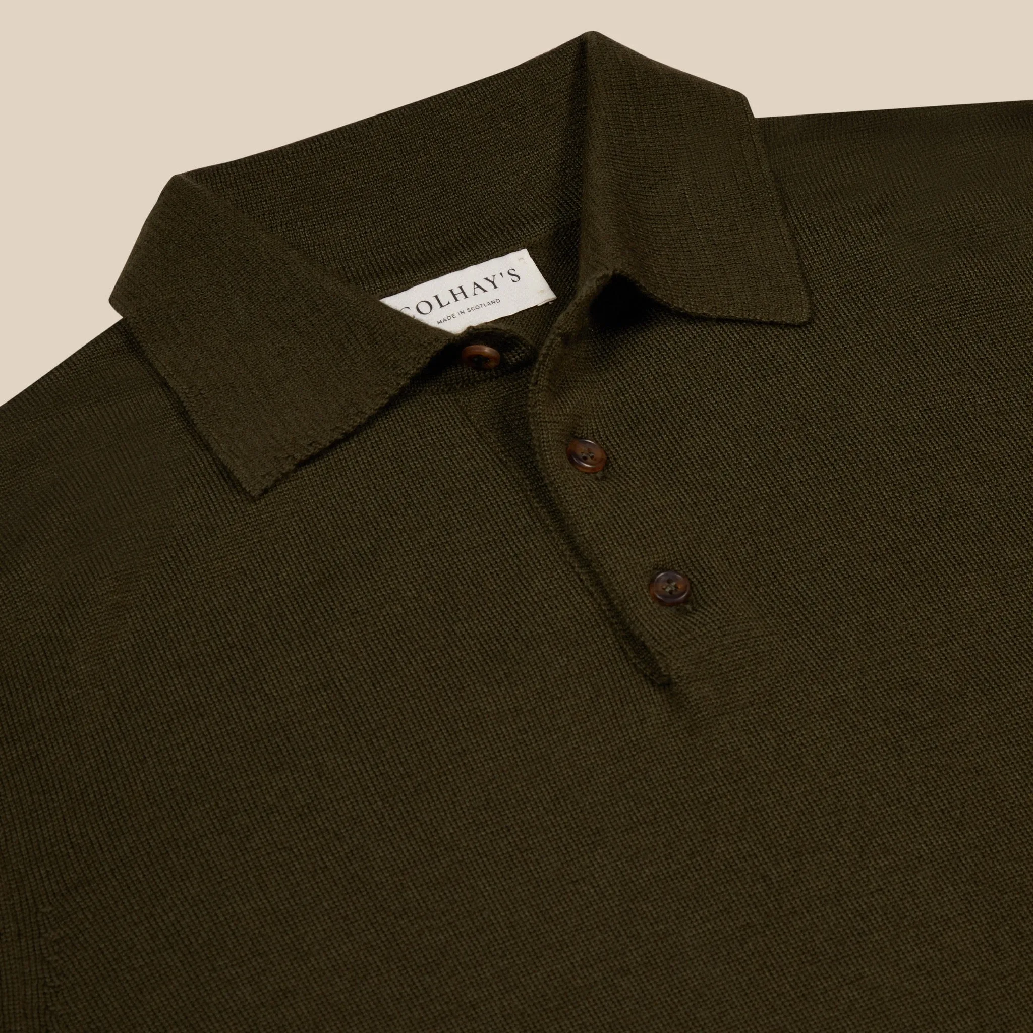Cashmere silk tennis polo in olive