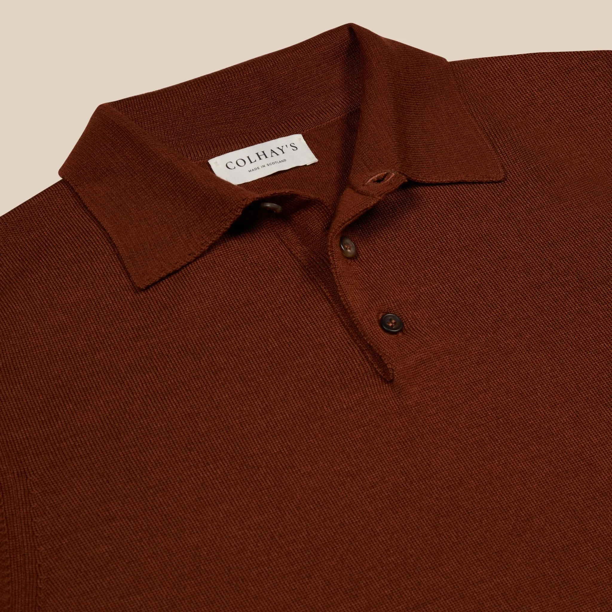 Cashmere silk tennis polo in terracotta