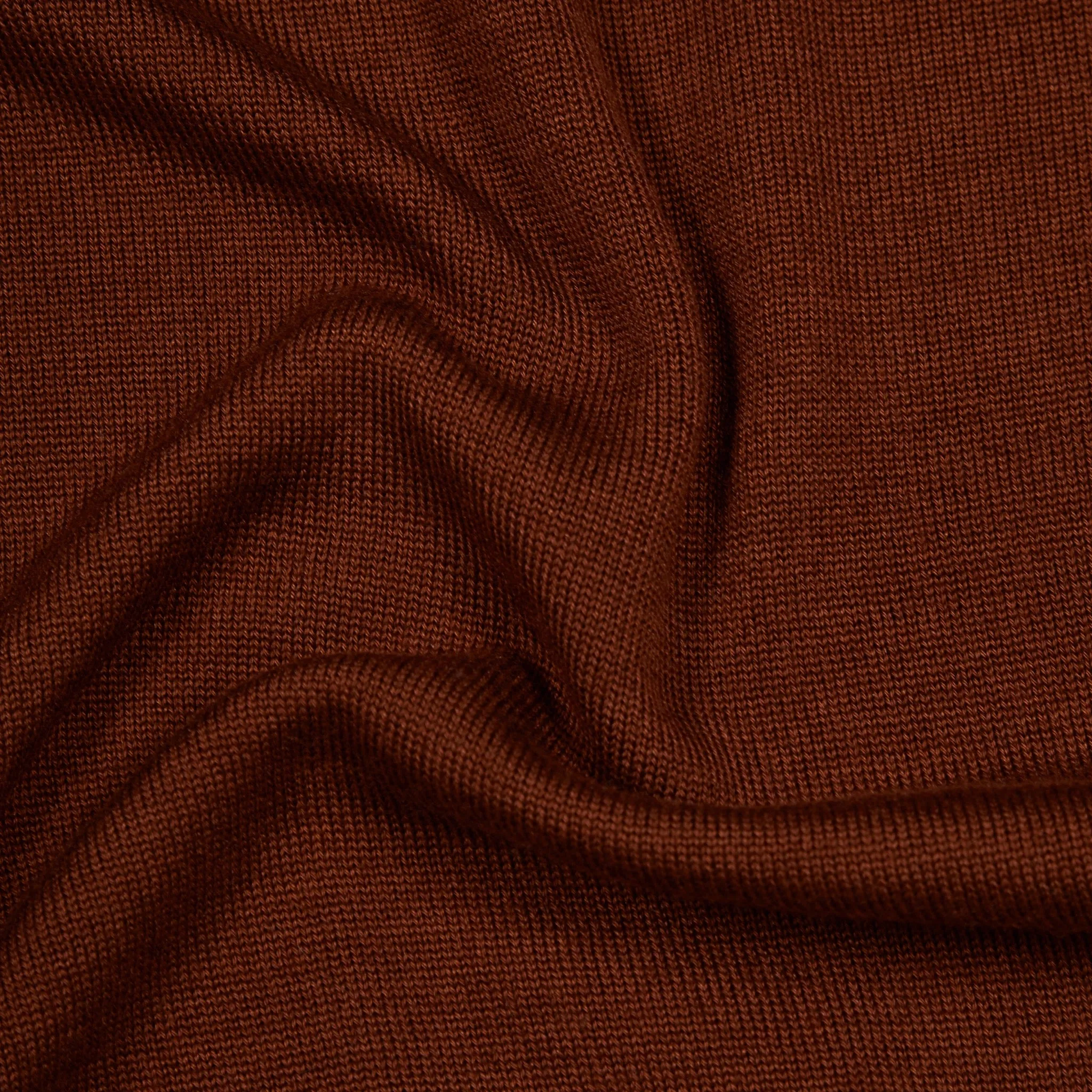 Cashmere silk tennis polo in terracotta