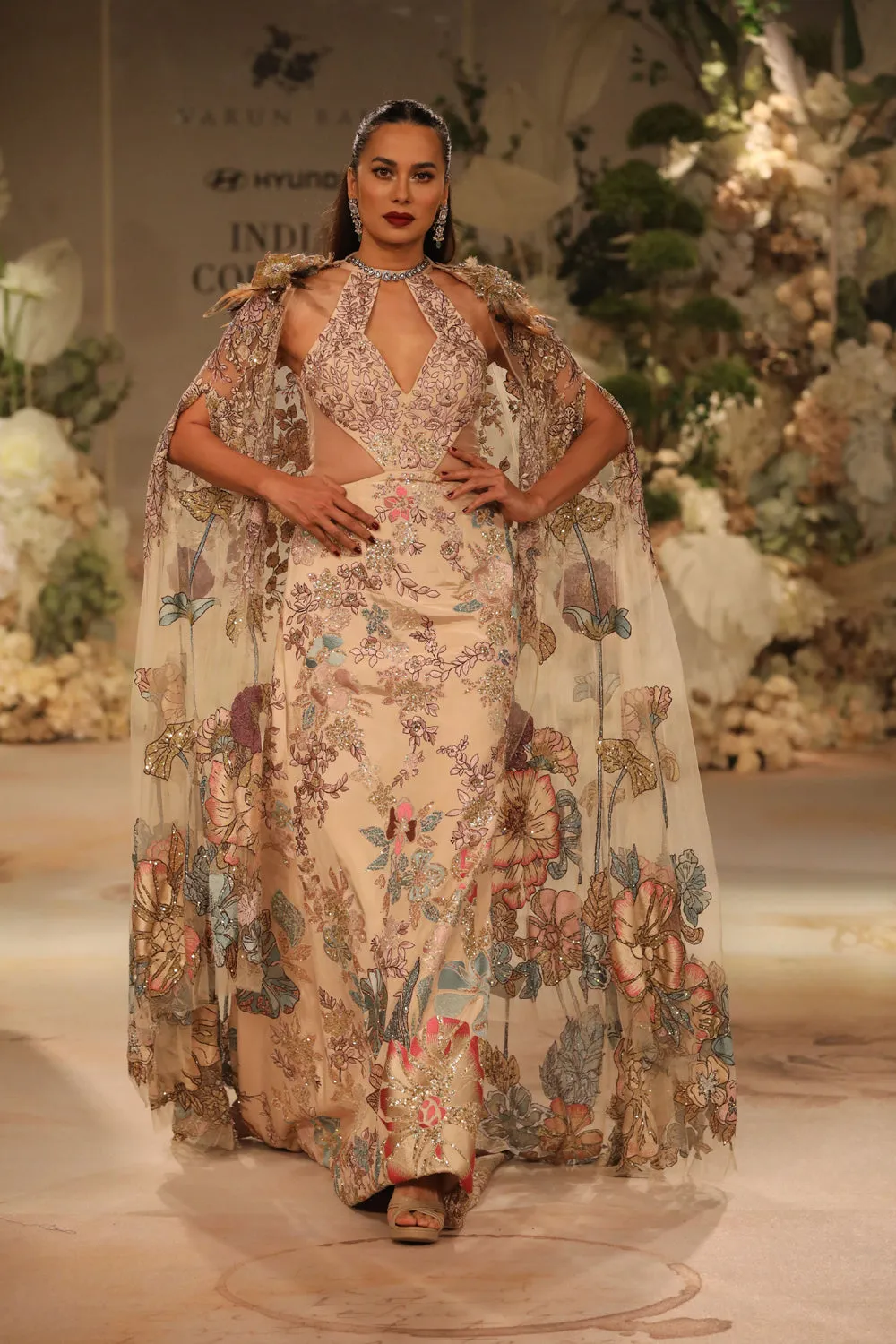 Champagne Ball Gown With Cape