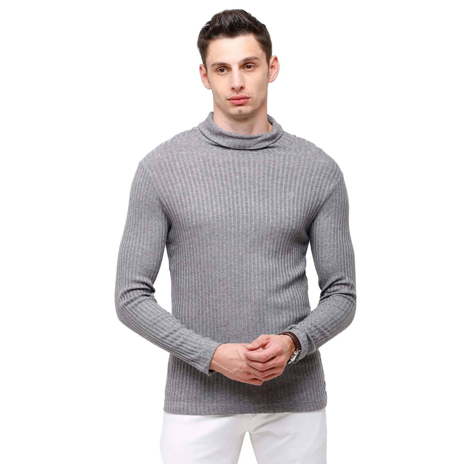 Classic Polo Men's Solid Grey Full Sleeve Slim Fit Henley T-Shirt ( VERNO - 272 A SF HN )