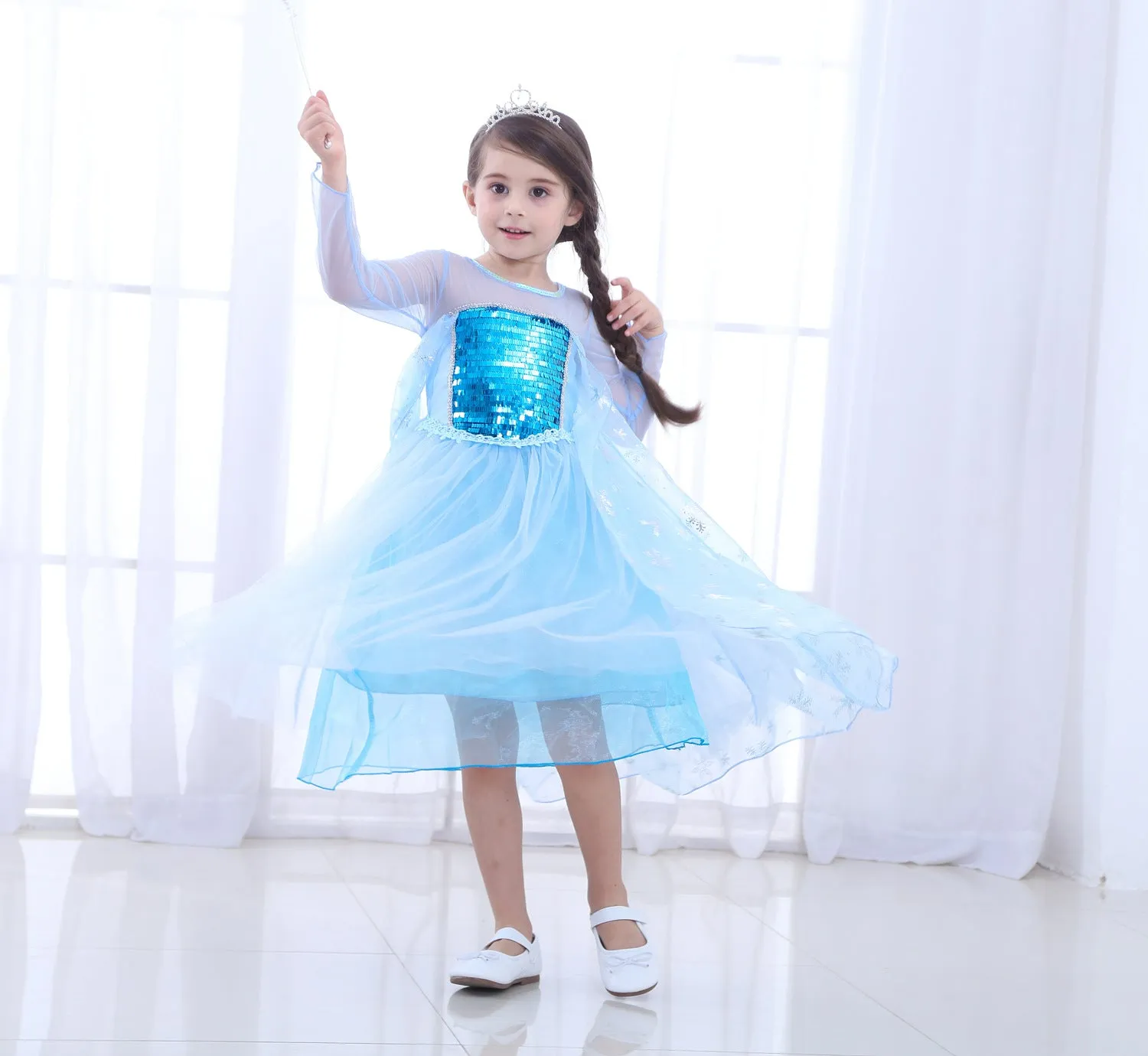 Fancydresswale Frozen Elsa Girl Princess Dress Cosplay costume