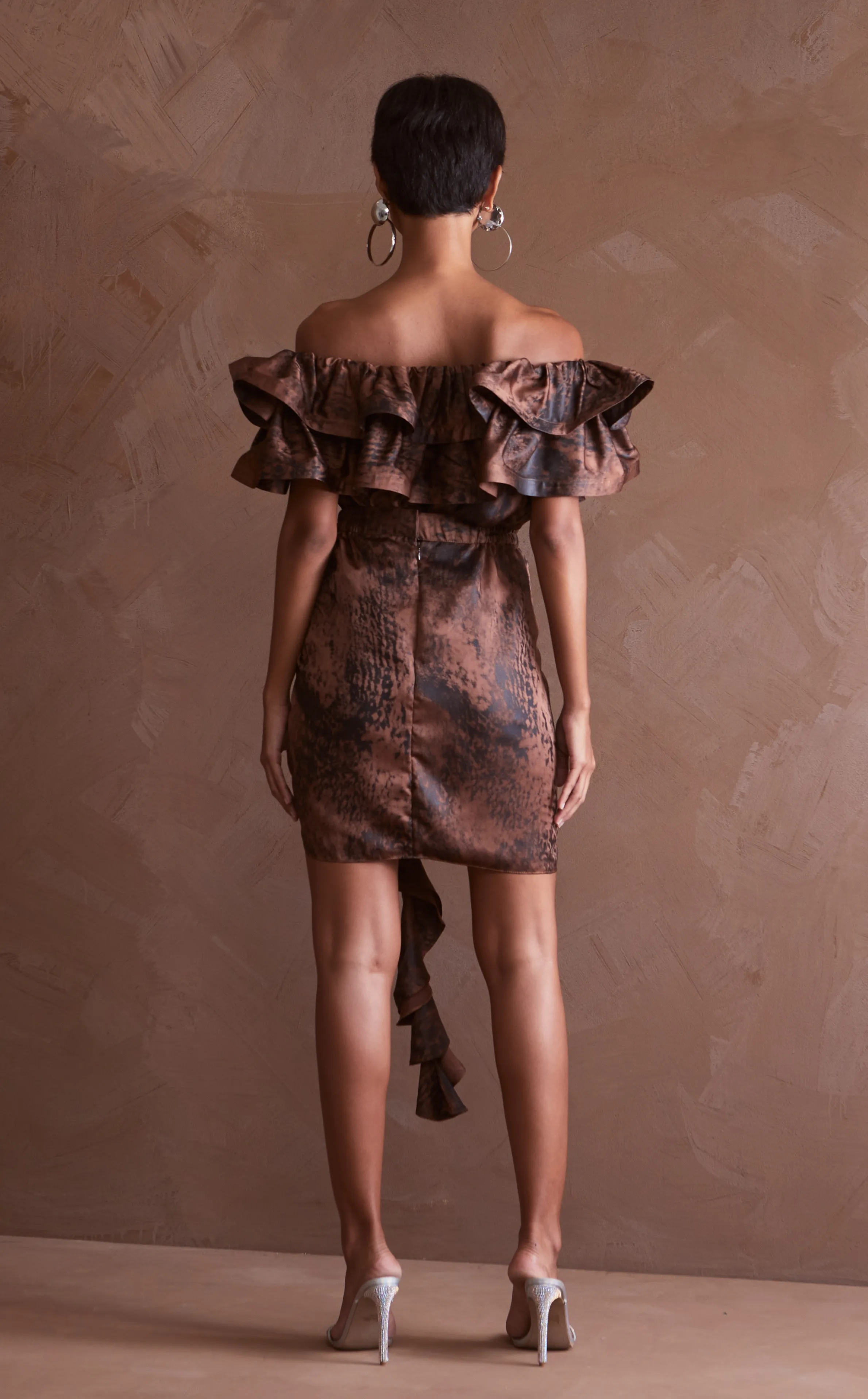 FLORA MINI SKIRT - BROWN SPLATTER
