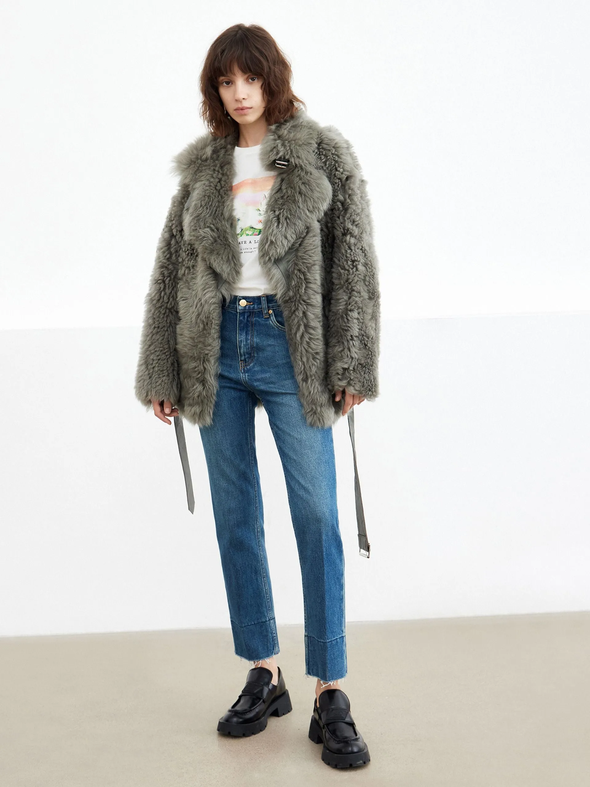 Frayed Straight Cotton Jeans