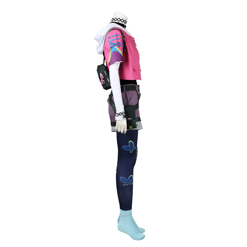 Game Valorant Clove Women Pink Top Pants Set Cosplay Costume Outfits Halloween Carnival Suit