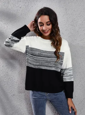 Gradual Color Matching Knitted Loose Sweater