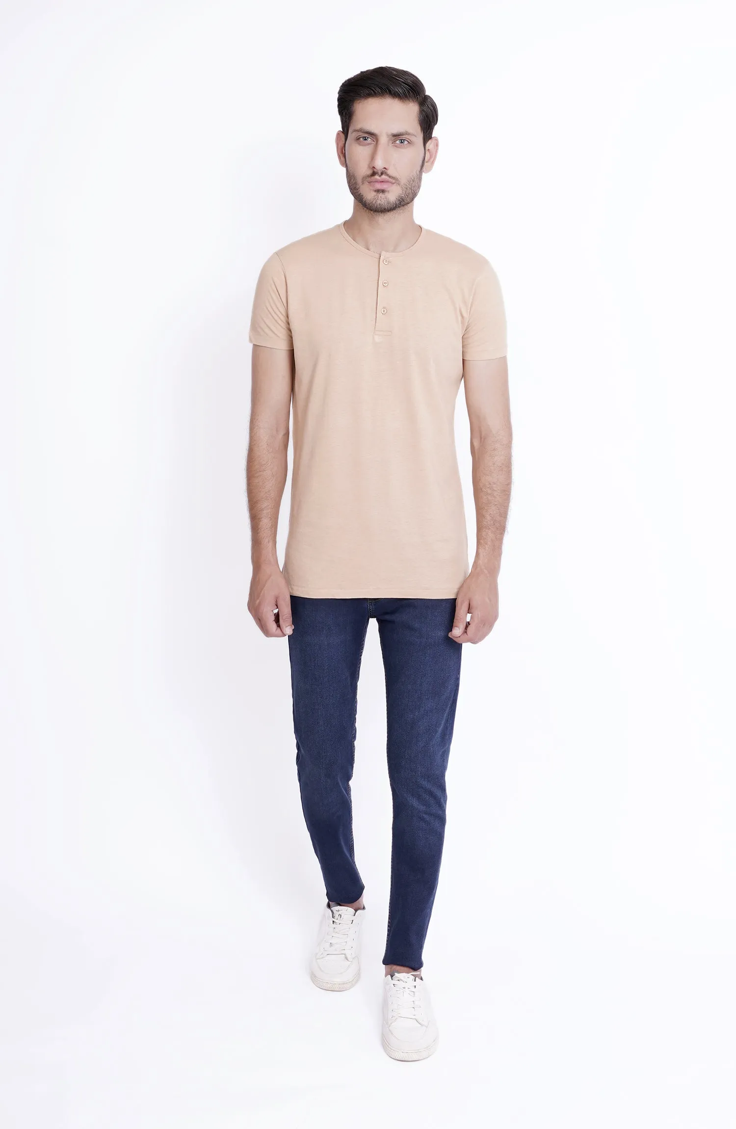 Henley Tee In Beige