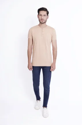 Henley Tee In Beige