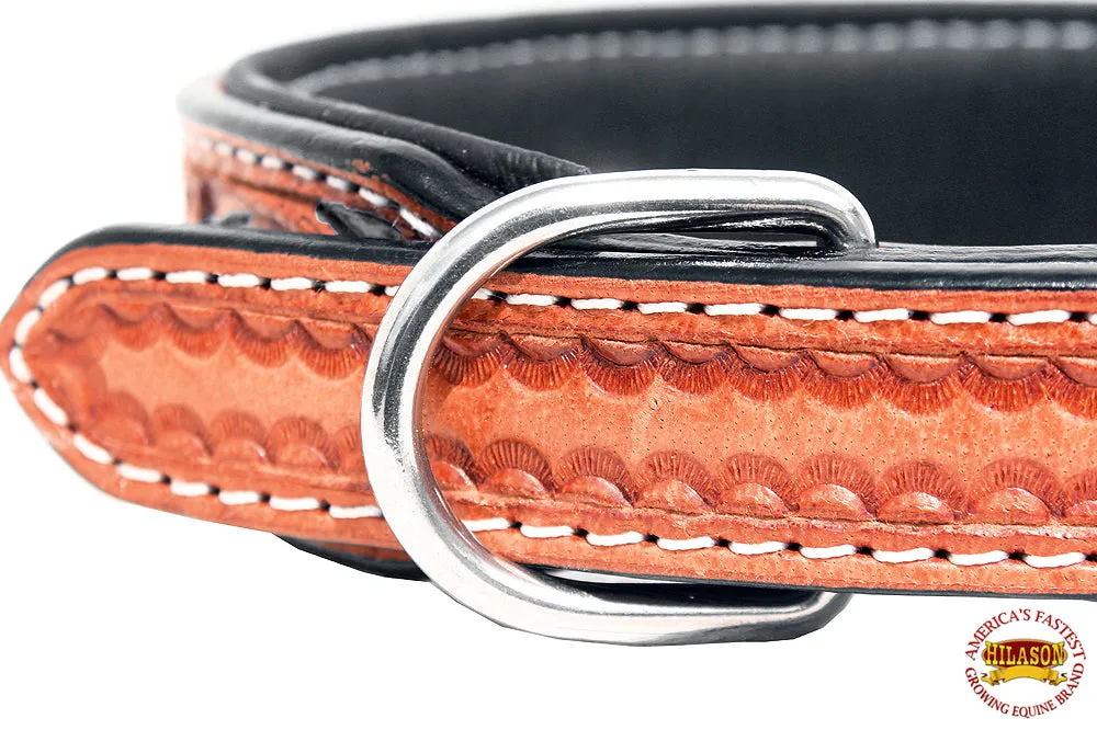 Hilason Heavy Duty Genuine Leather Dog Collar Padded Tan