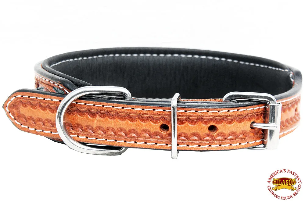 Hilason Heavy Duty Genuine Leather Dog Collar Padded Tan