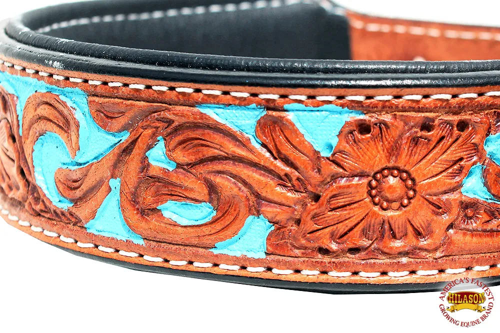 Hilason Heavy Duty Genuine Leather Dog Collar Padded Tan