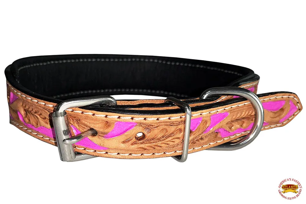 HILASON Strong Genuine Leather Dog Collar Padded Tan