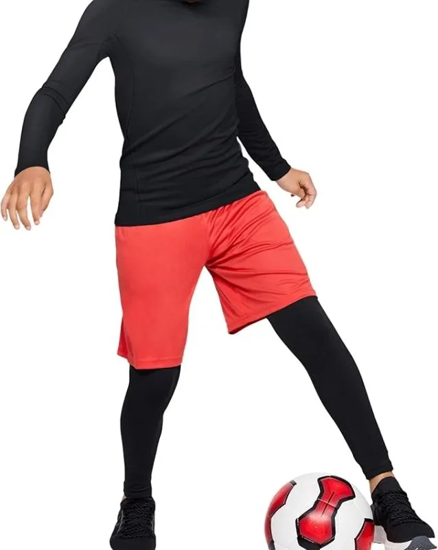 HOPLYNN Youth Boys' Compression Leggings Athletic Shirt Tights Top Base Layer Set Sports Youth for Kids
