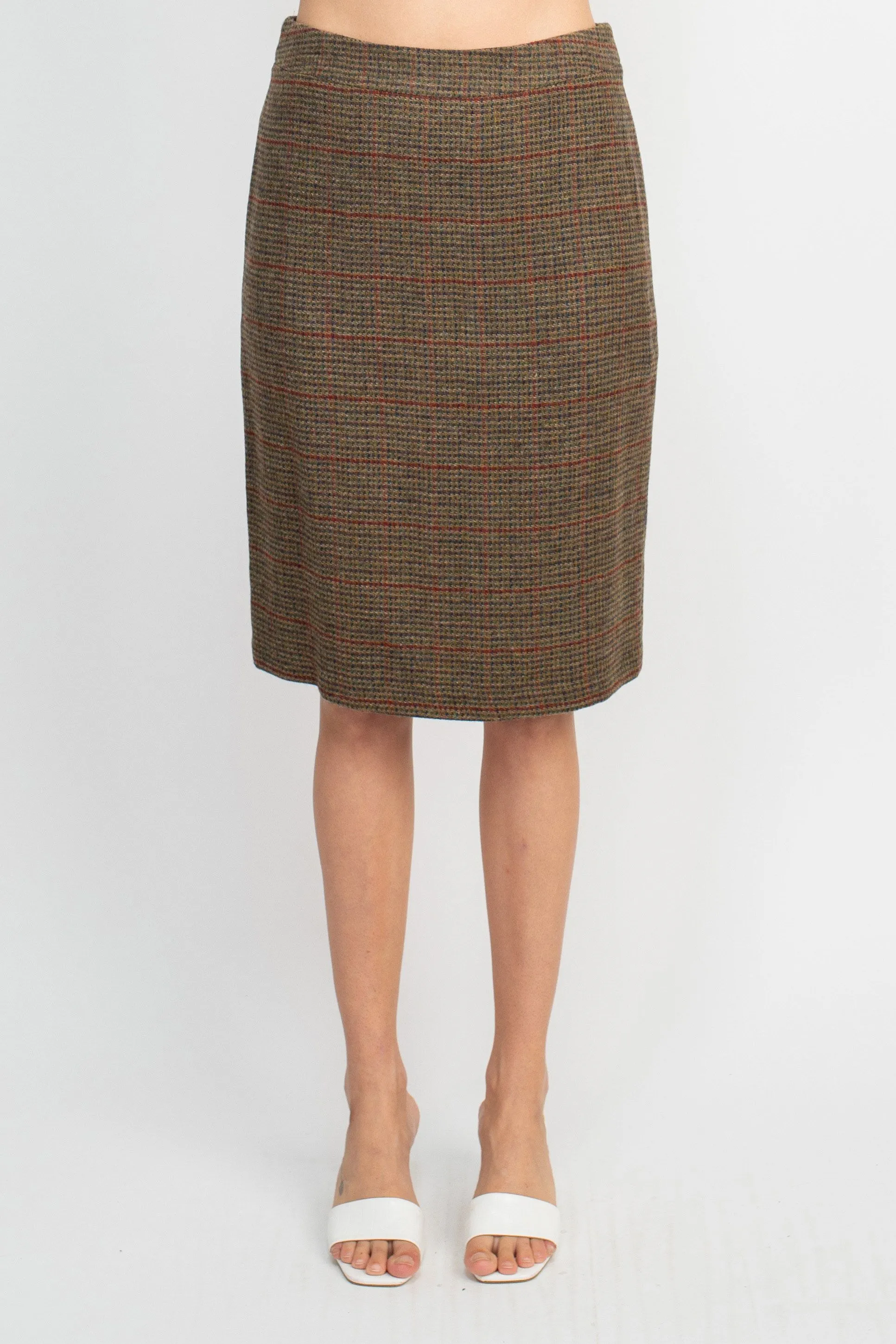 John Meyer Collection Crew Neck Long Sleeve Pockets Hook Closure 2 Piece Set Wool Skirt Set