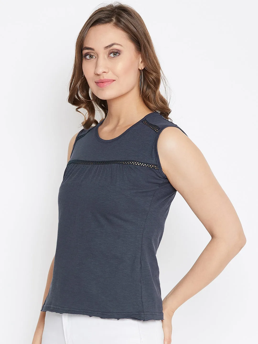 JUMP USA Women Navy Blue Solid Regular Top