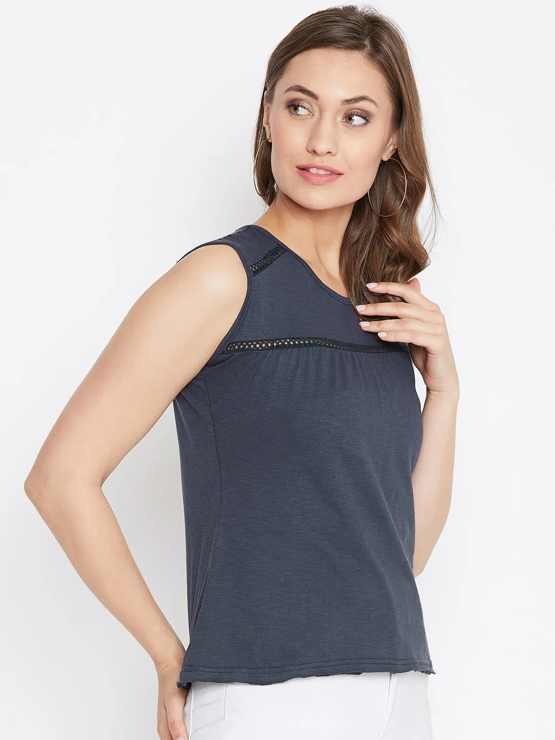 JUMP USA Women Navy Blue Solid Regular Top