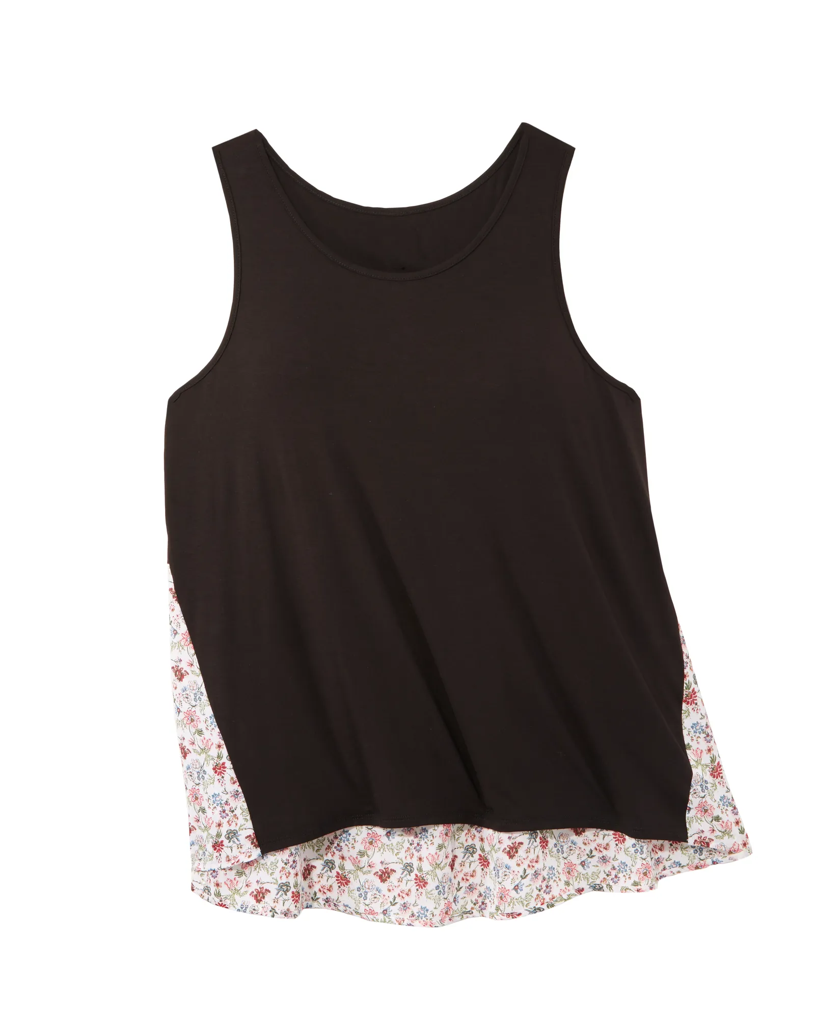 Kiara Mix-Print Hi-Lo Tank | Black / Pink