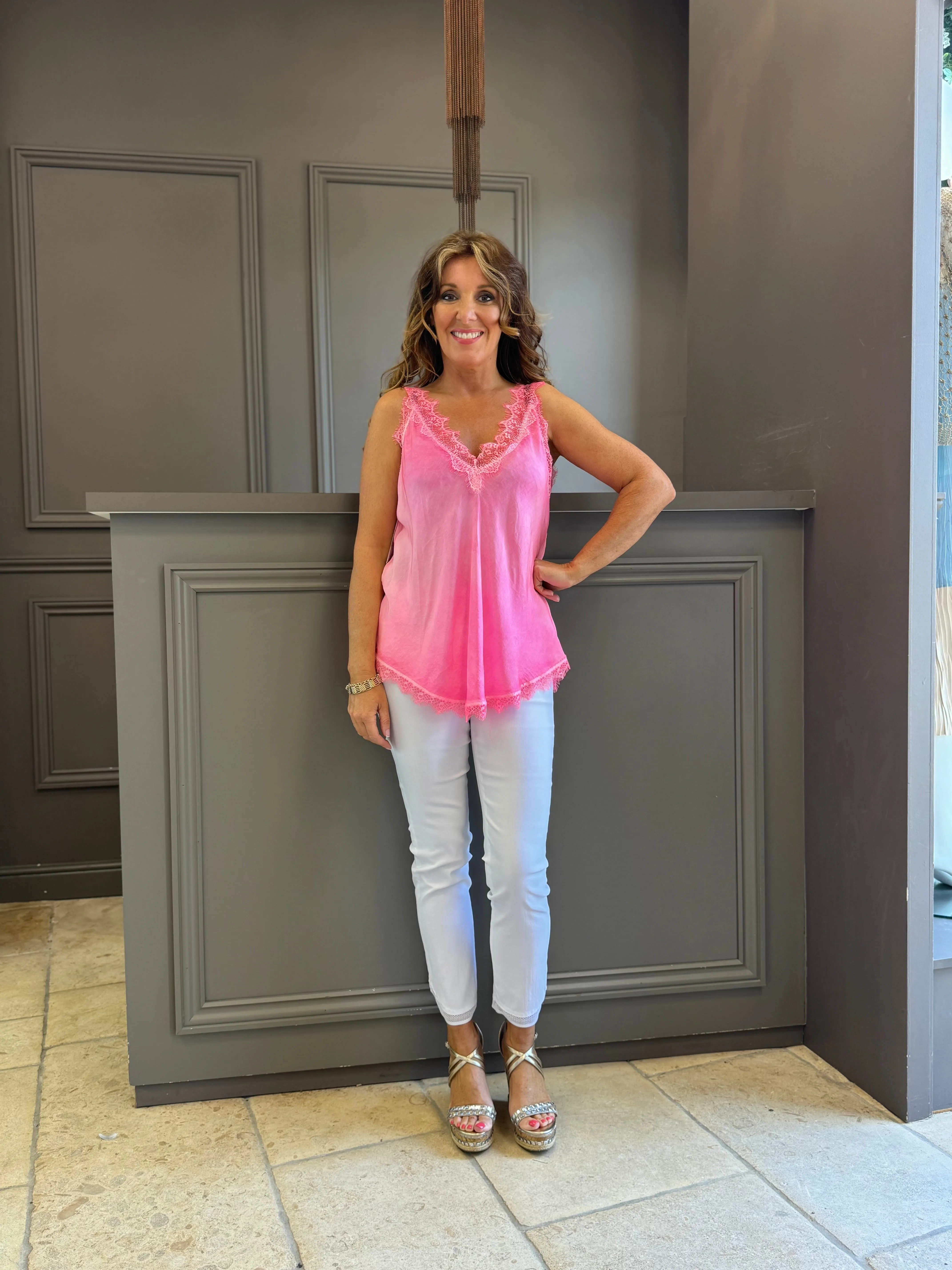 Lace Cami Vest Double V