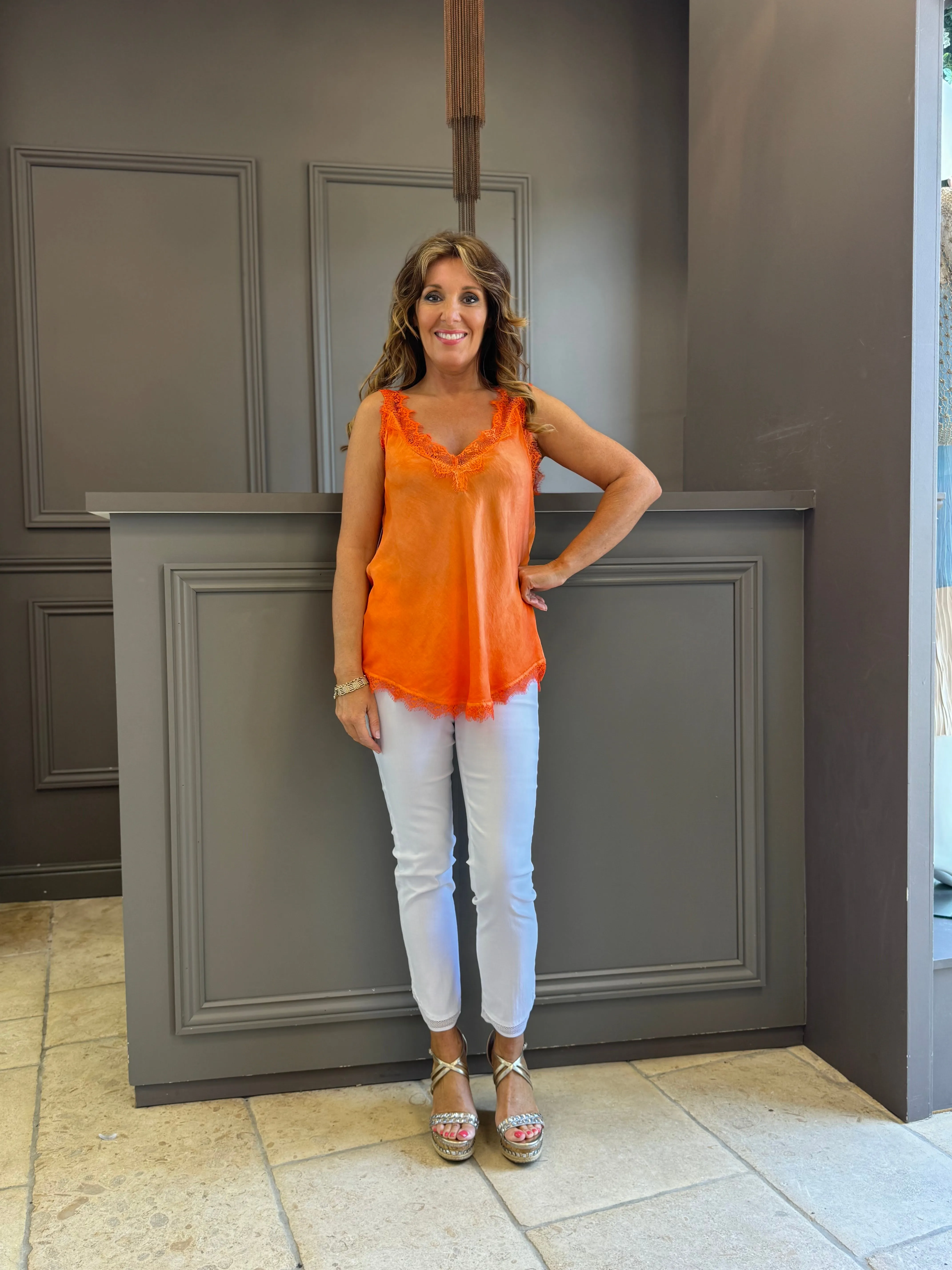 Lace Cami Vest Double V