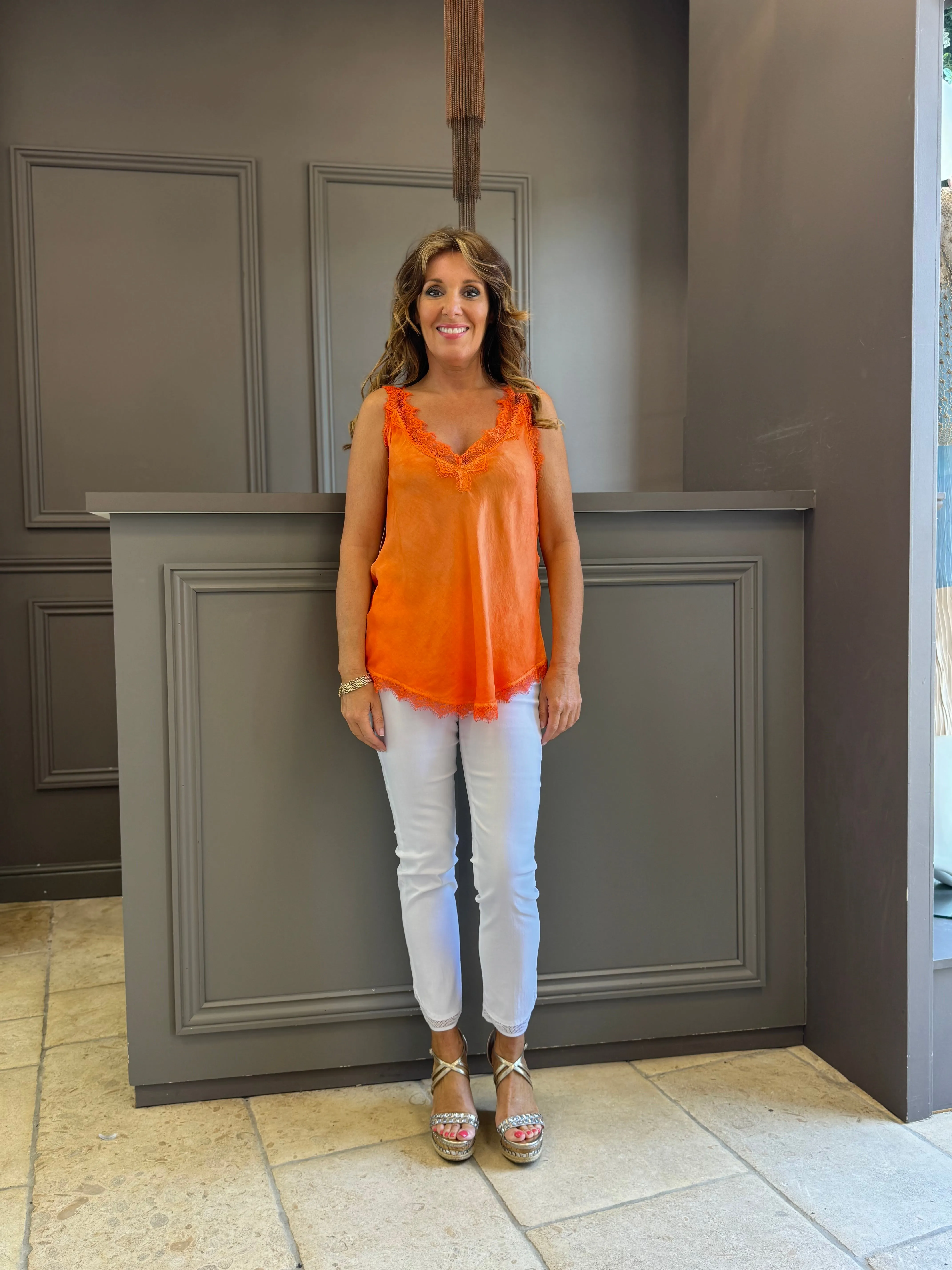 Lace Cami Vest Double V