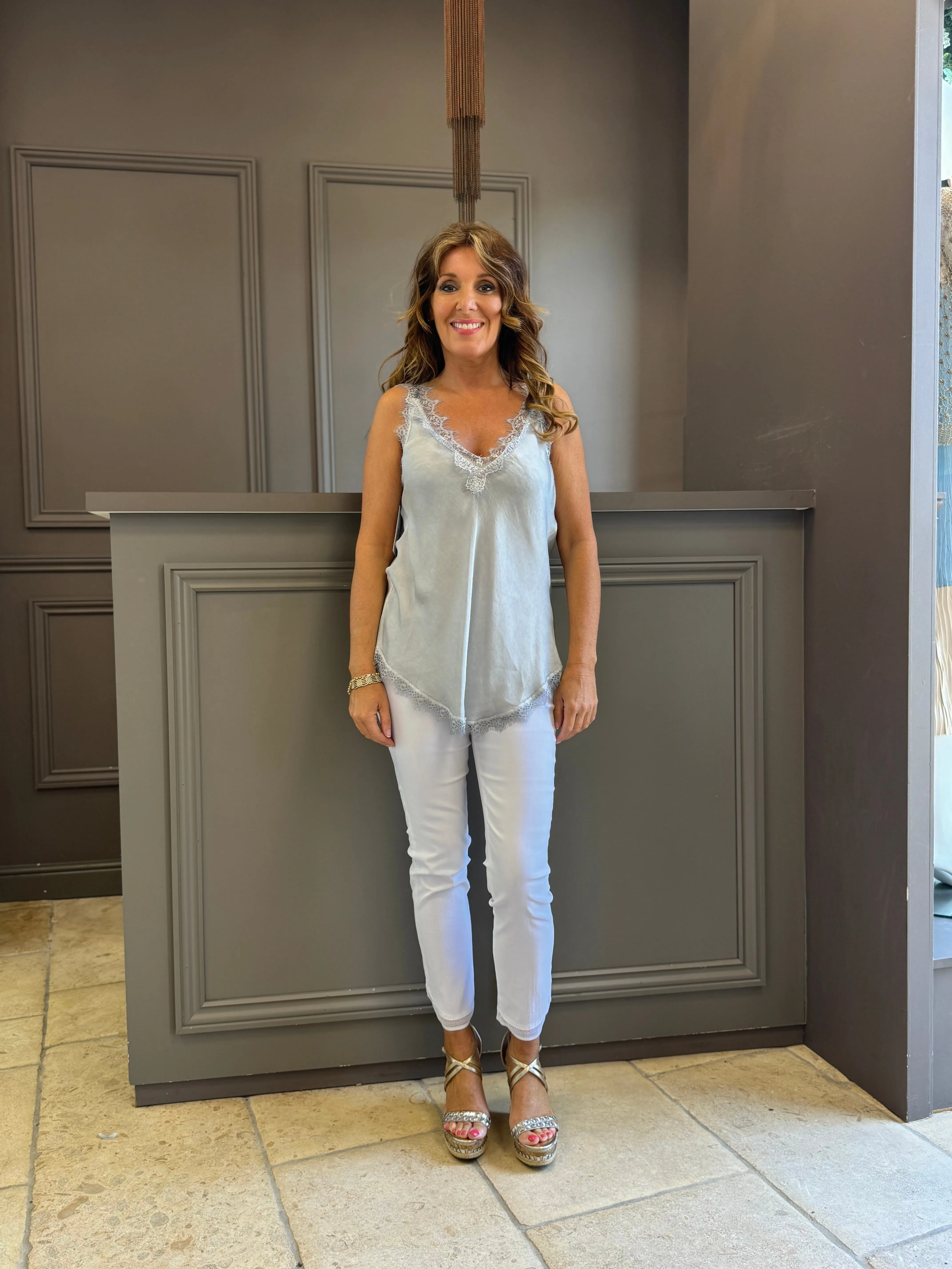 Lace Cami Vest Double V