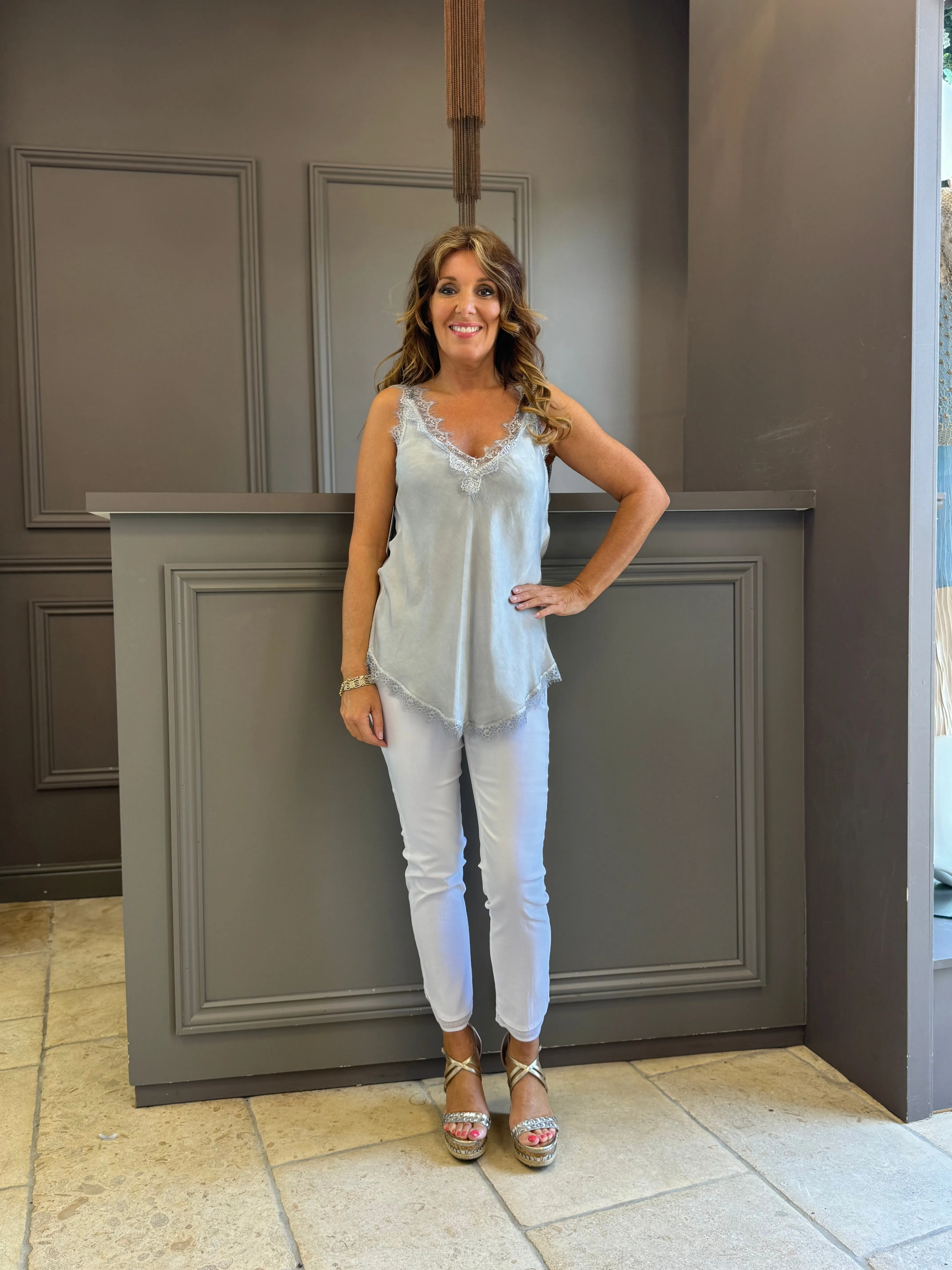 Lace Cami Vest Double V