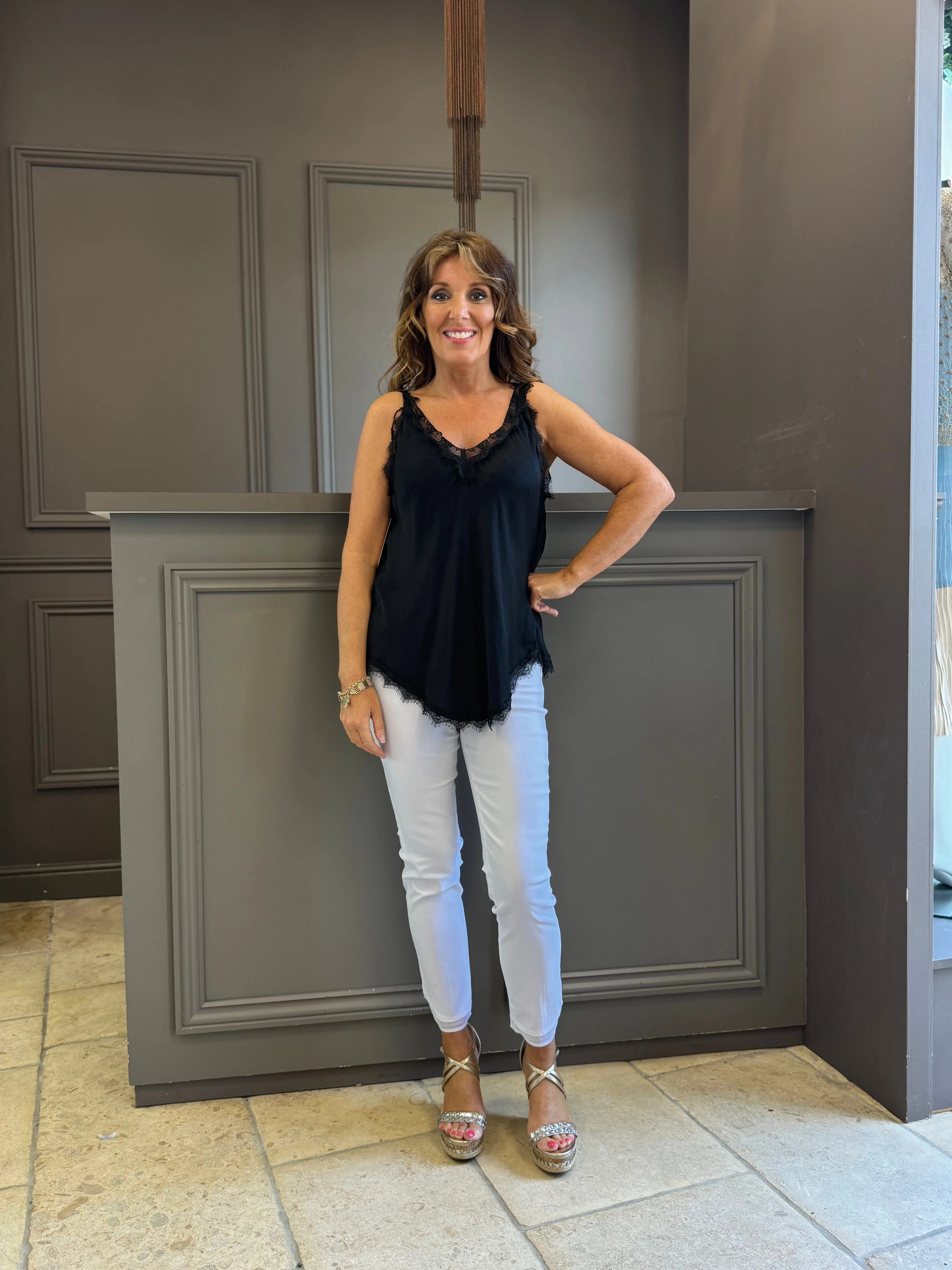 Lace Cami Vest Double V