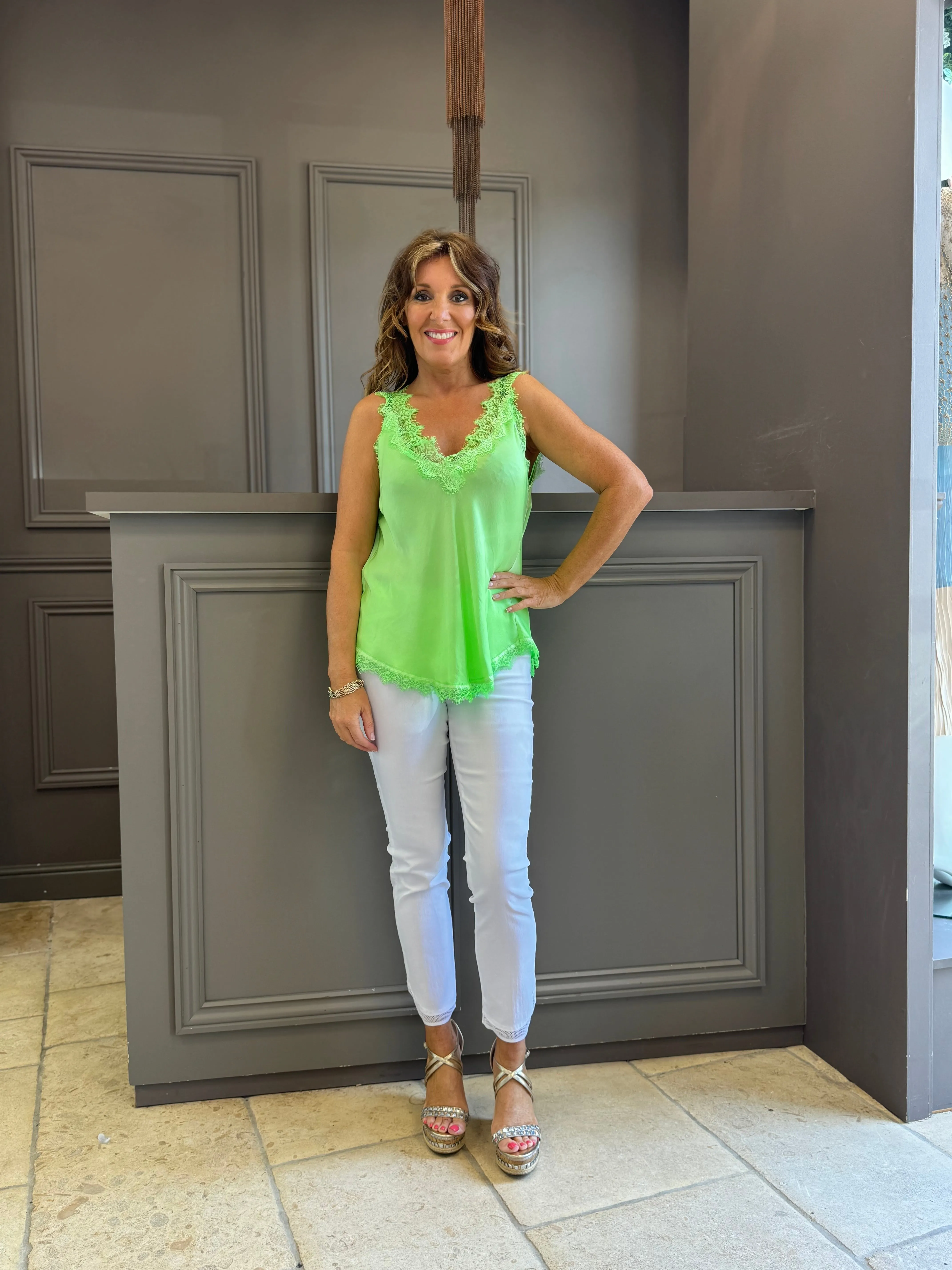 Lace Cami Vest Double V