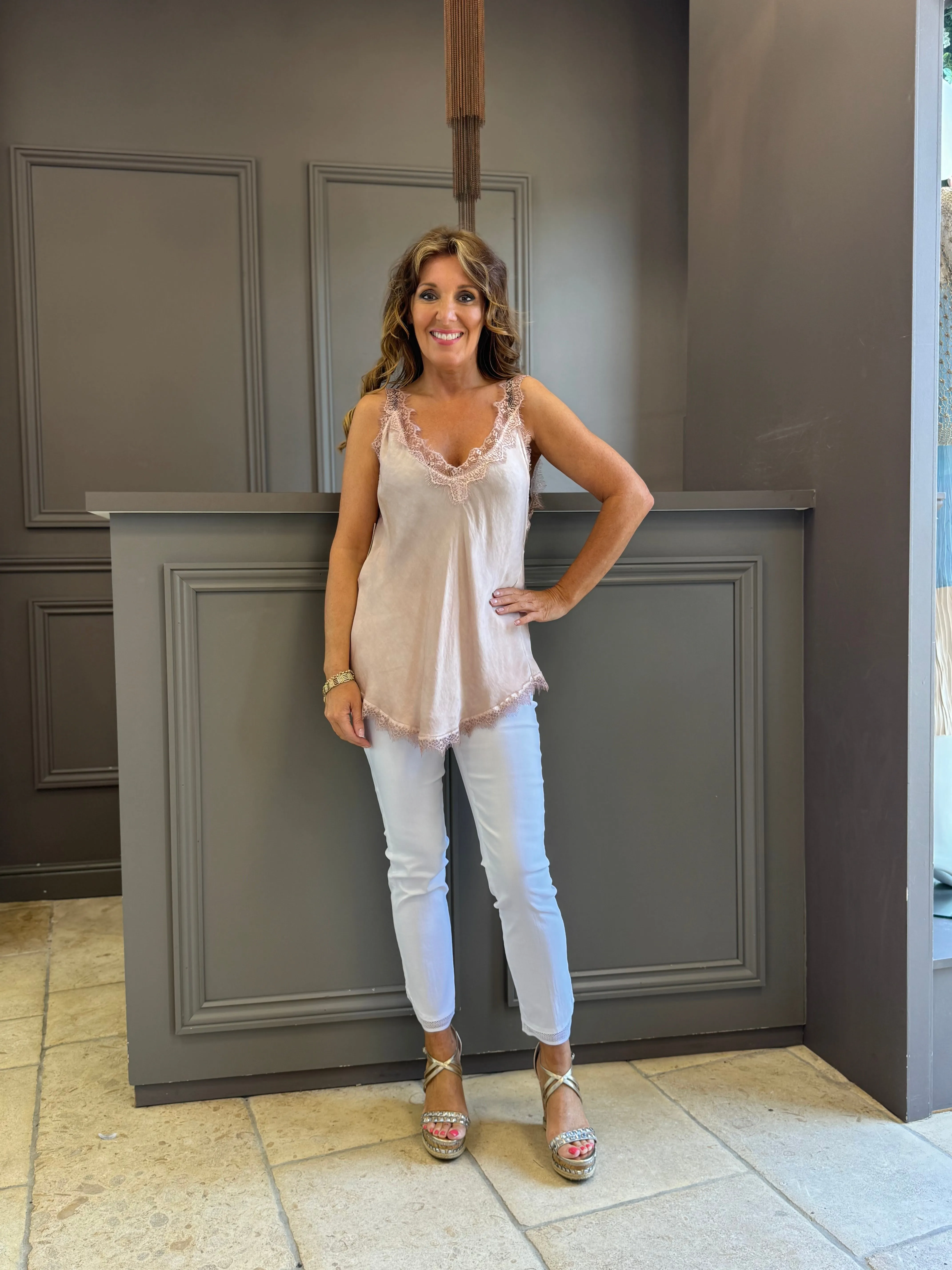 Lace Cami Vest Double V
