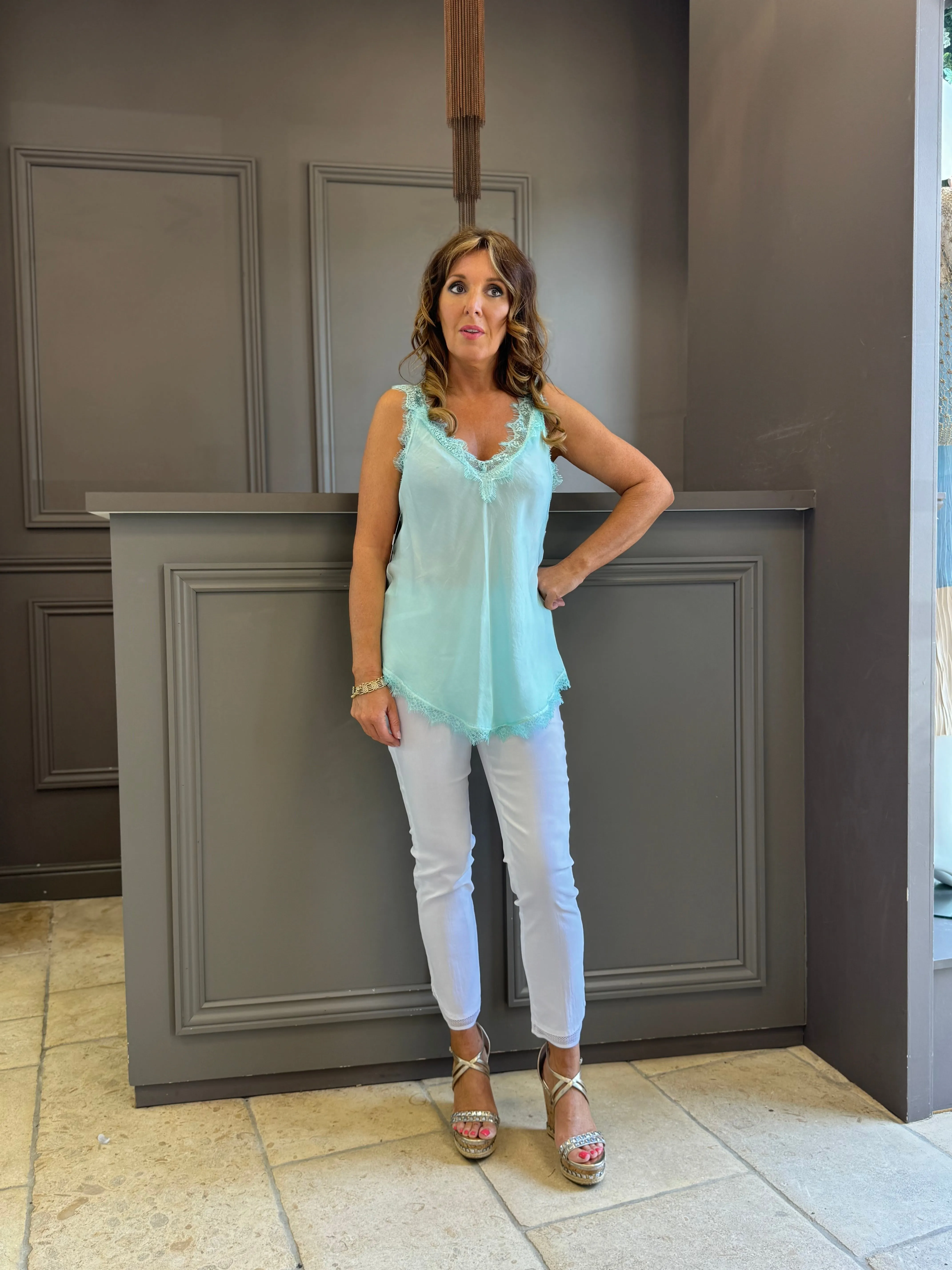 Lace Cami Vest Double V