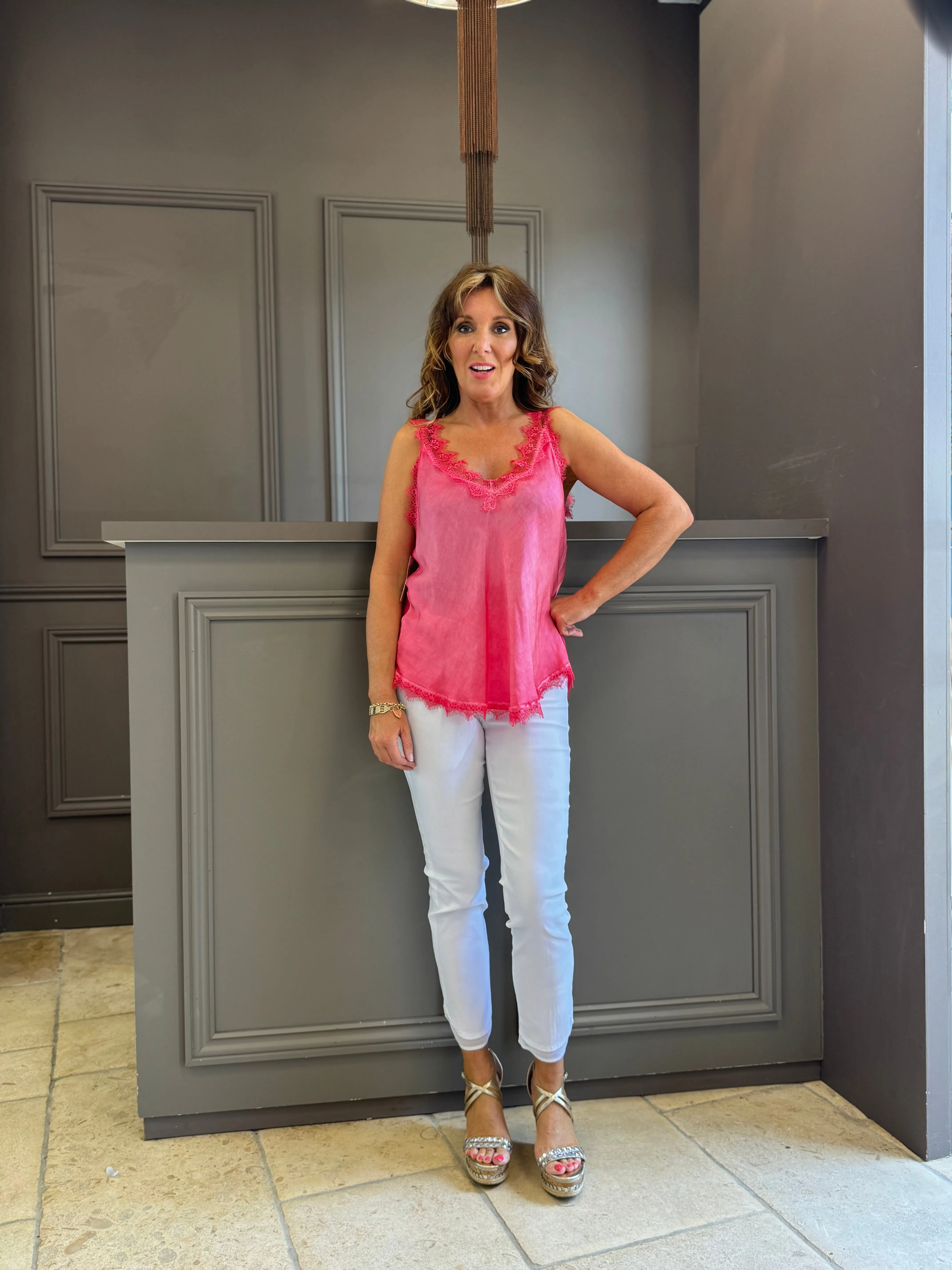Lace Cami Vest Double V