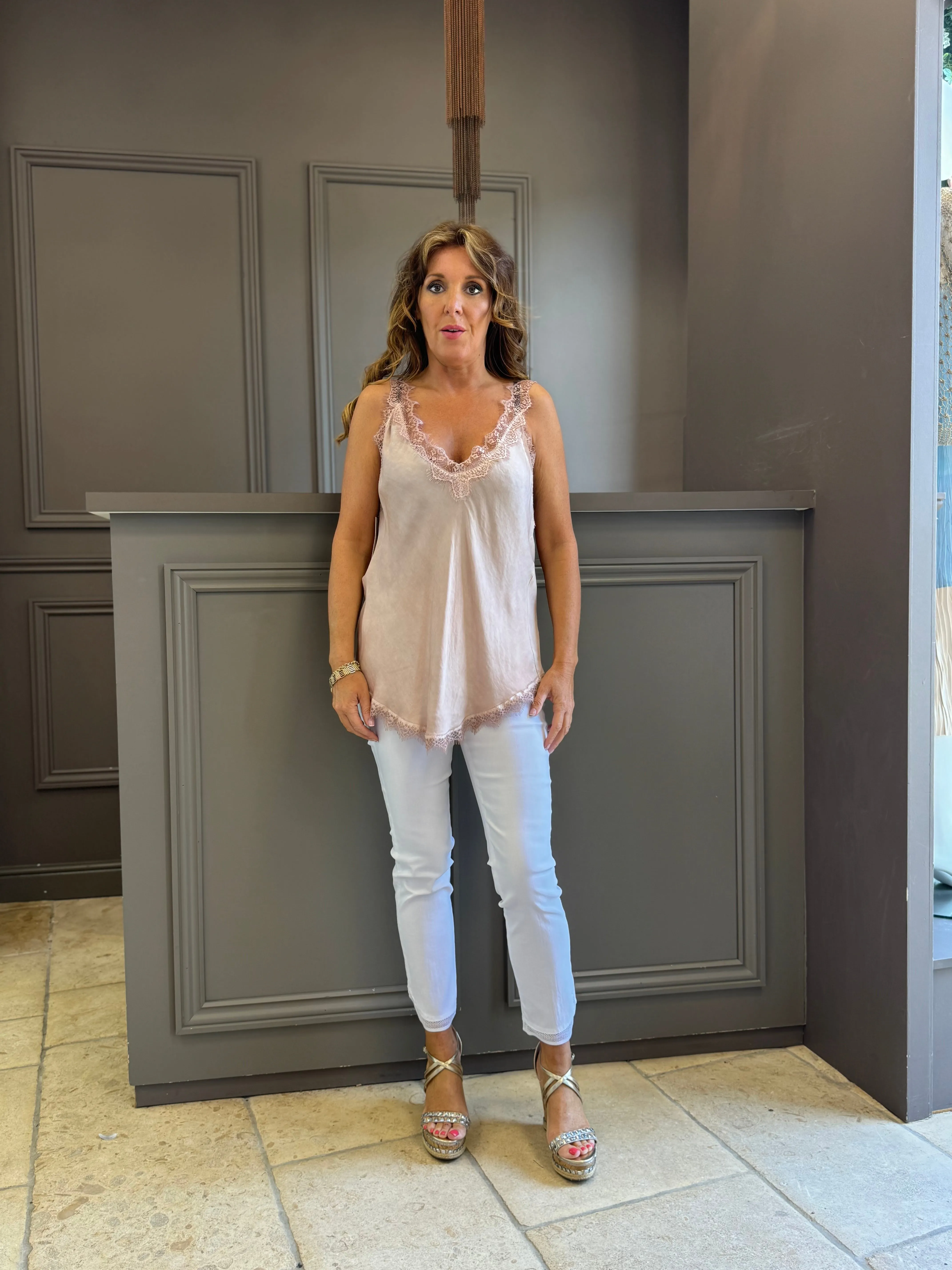 Lace Cami Vest Double V