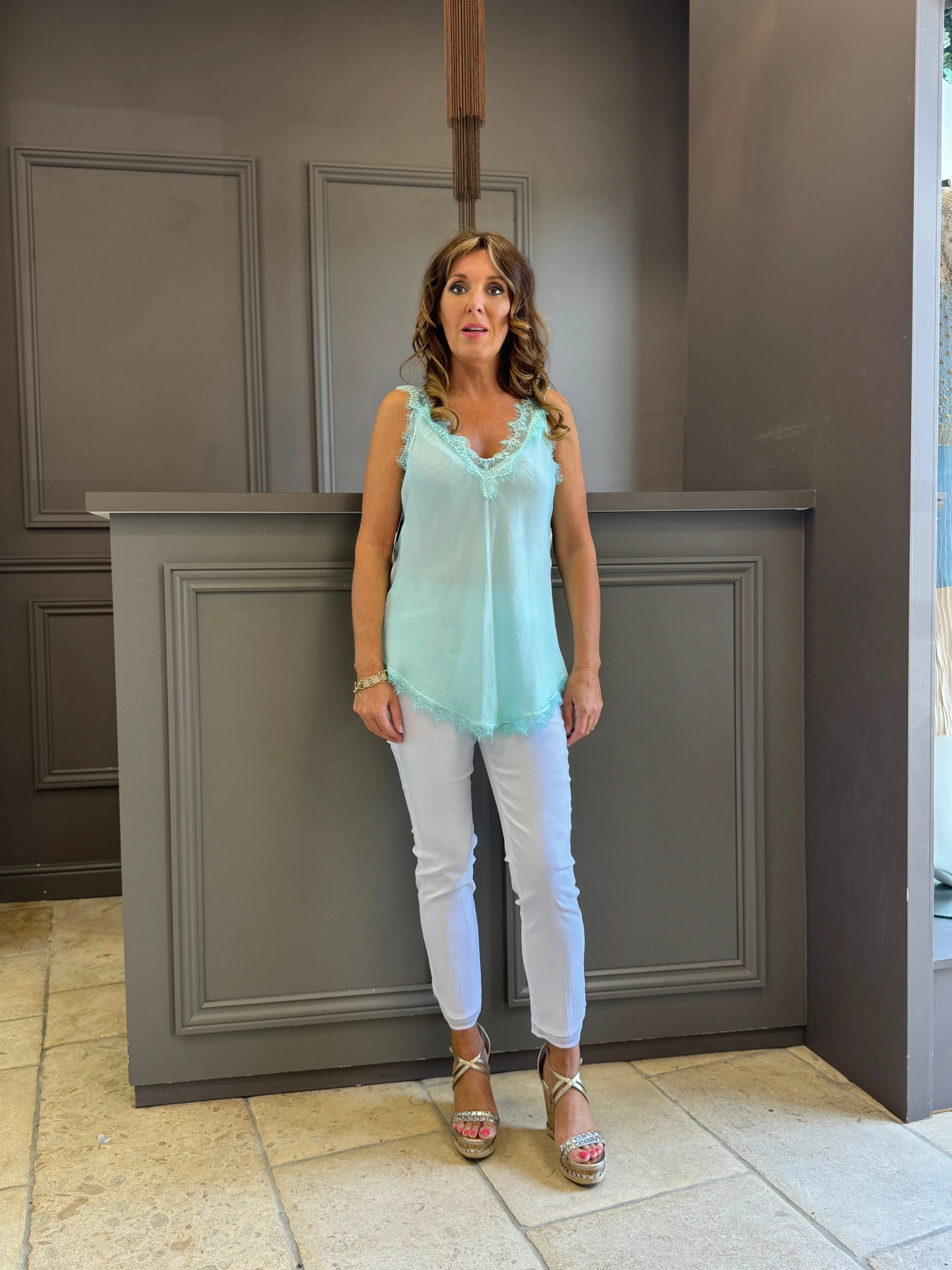 Lace Cami Vest Double V