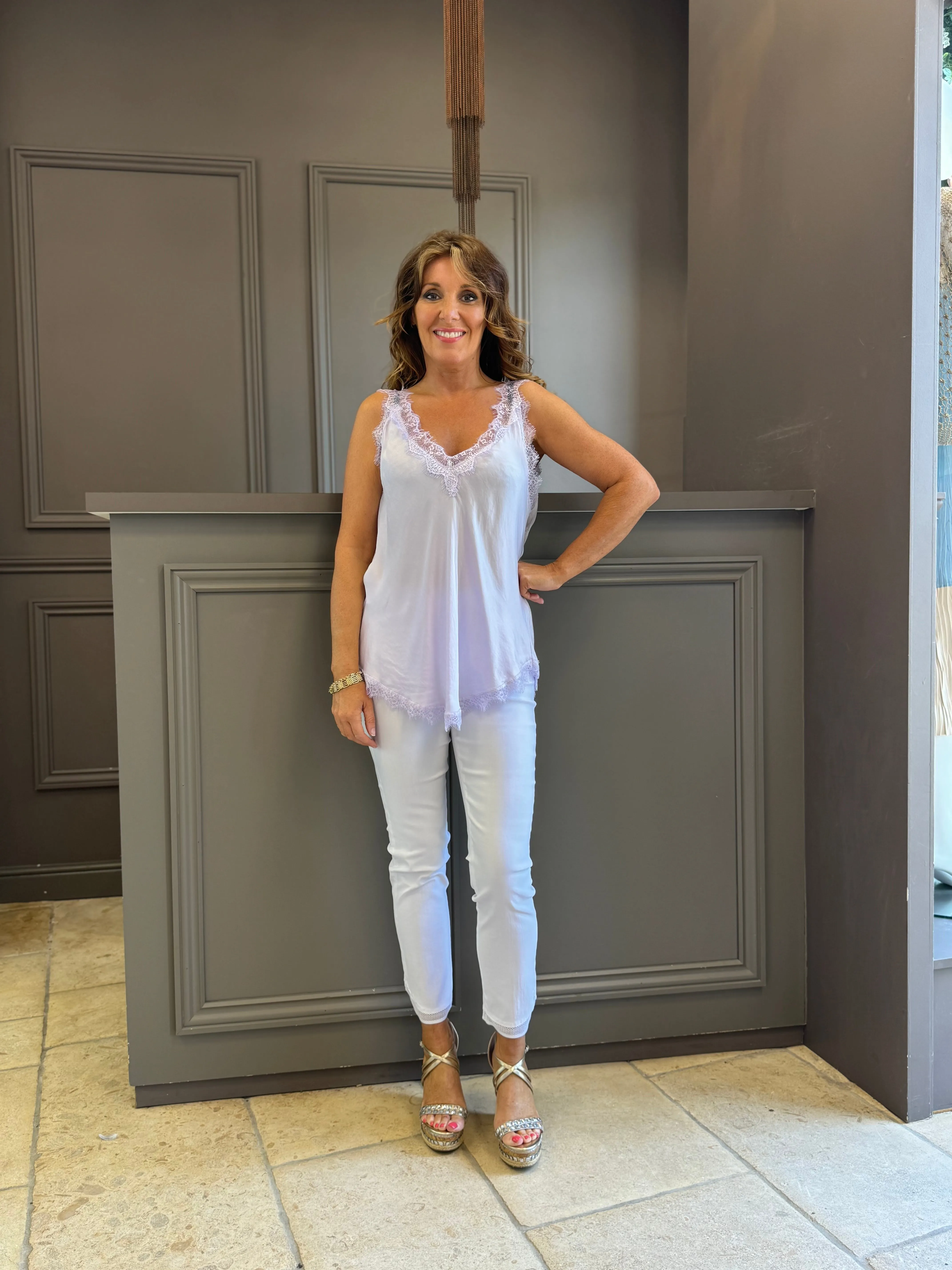 Lace Cami Vest Double V