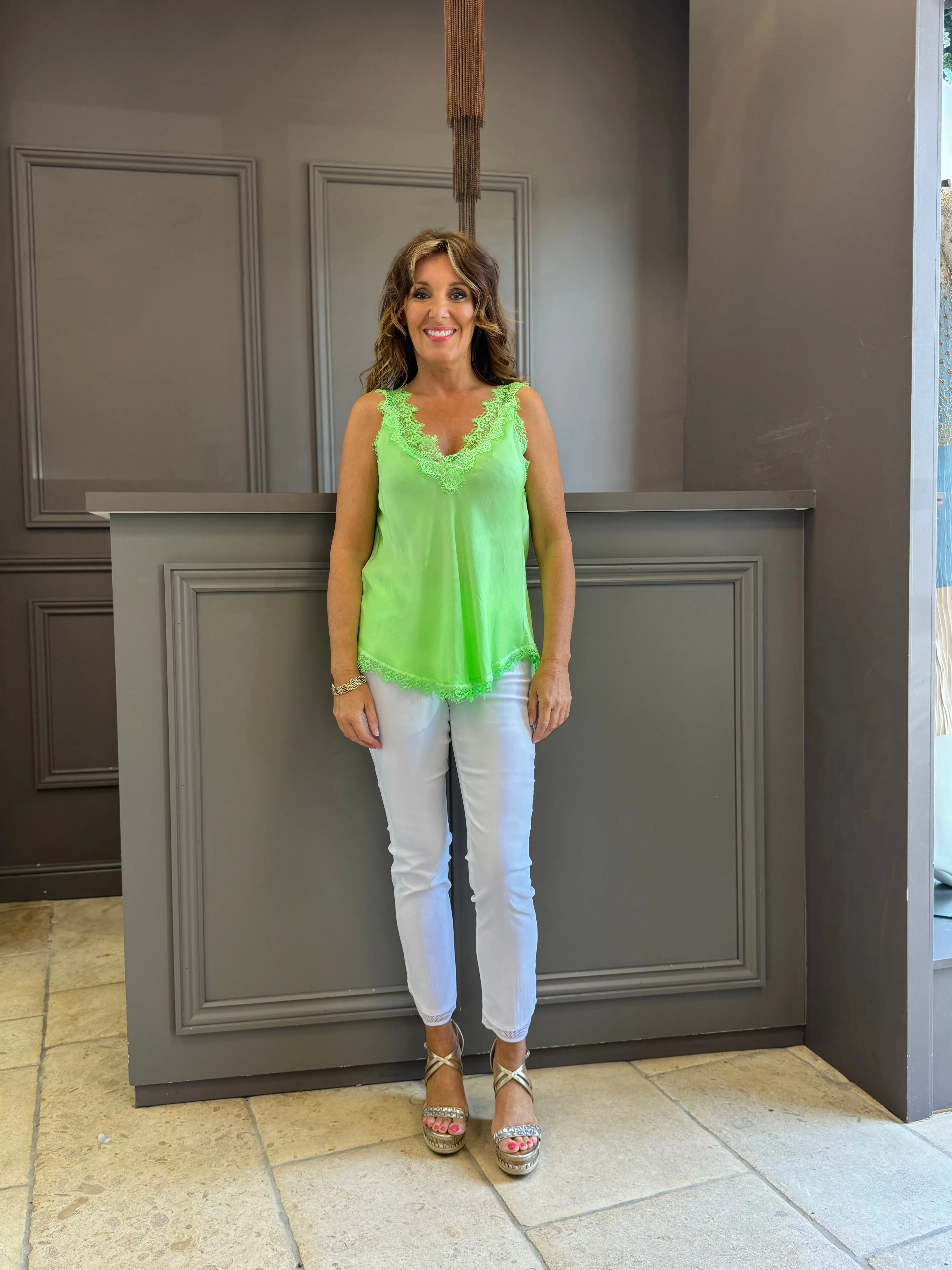 Lace Cami Vest Double V