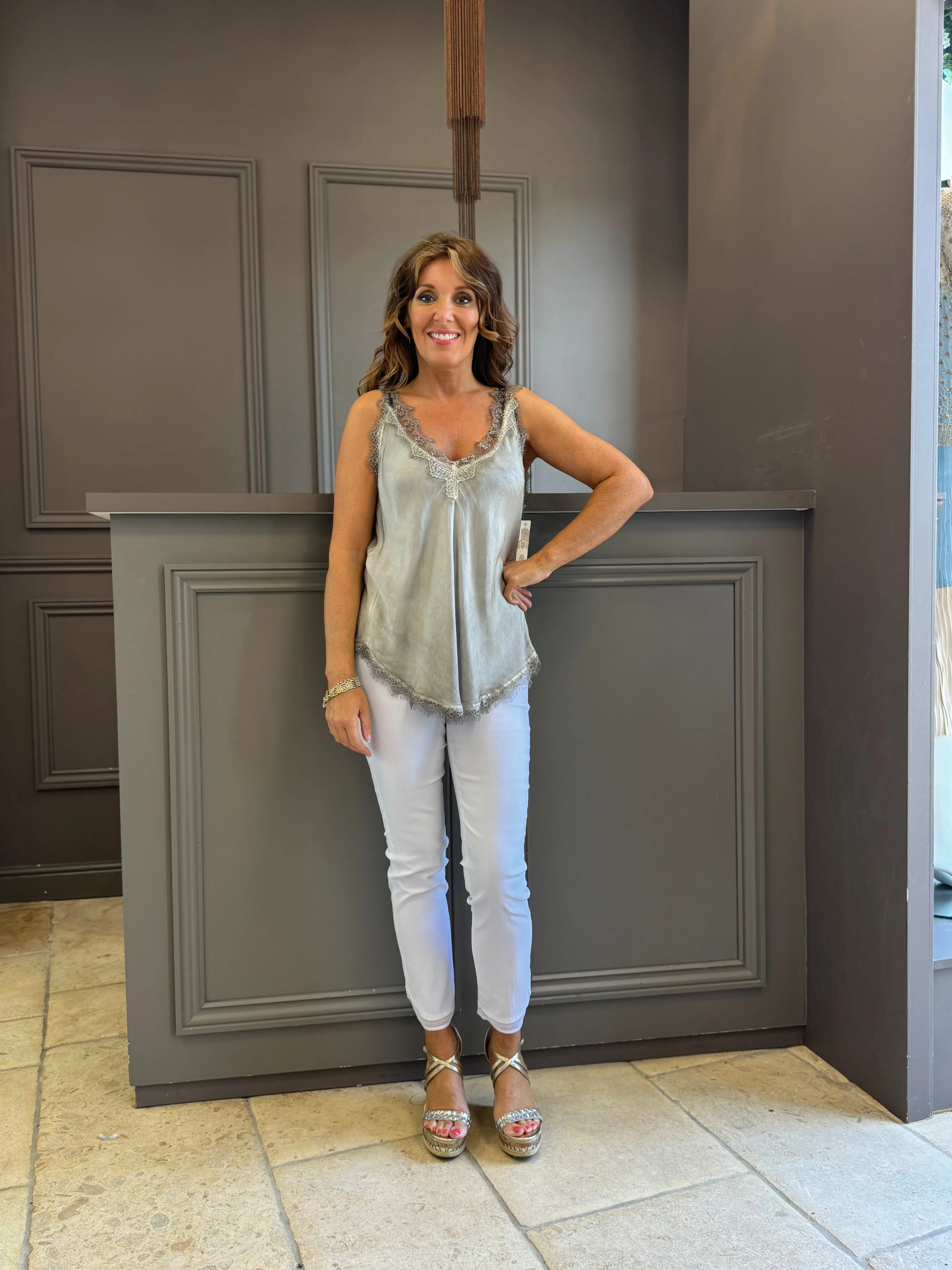Lace Cami Vest Double V