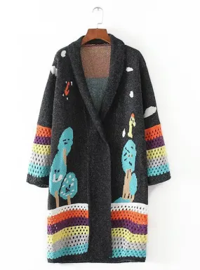 Long Cardigans Knitted Coat Women Cute Long Poncho
