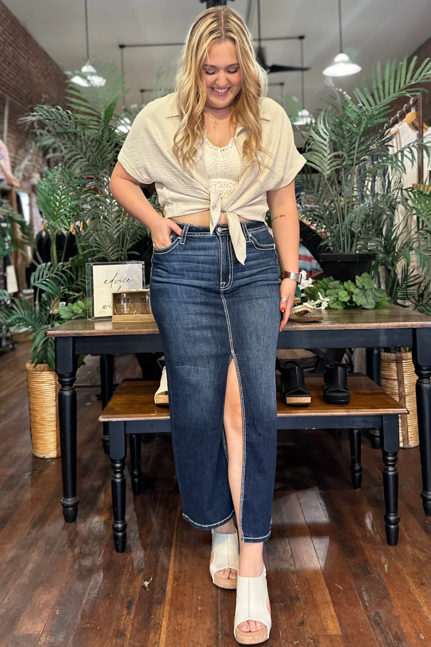 Long Denim Maxi Skirt by Miss Me