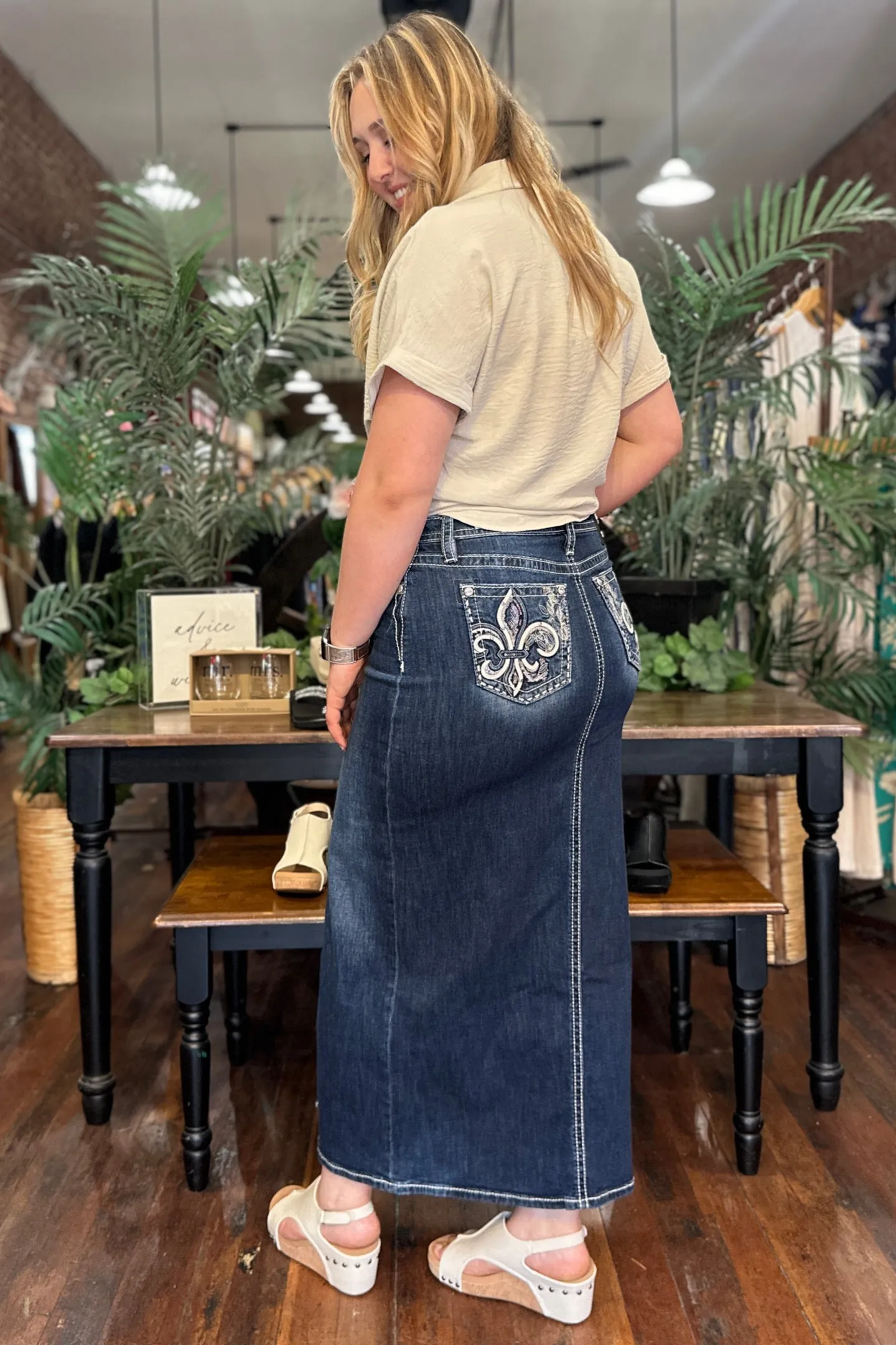 Long Denim Maxi Skirt by Miss Me