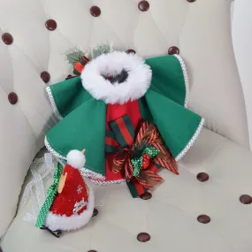 Luxury Italian Woolen Pet Dog Christmas Cape Jacket with faux fur collar and christmas ribbon decoration | Christmas dog clothes Costume