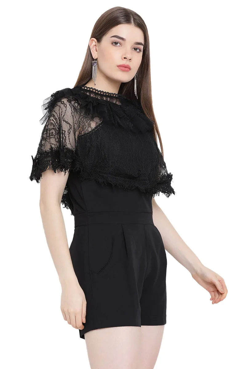 Midnight Lace Cape Play Suit
